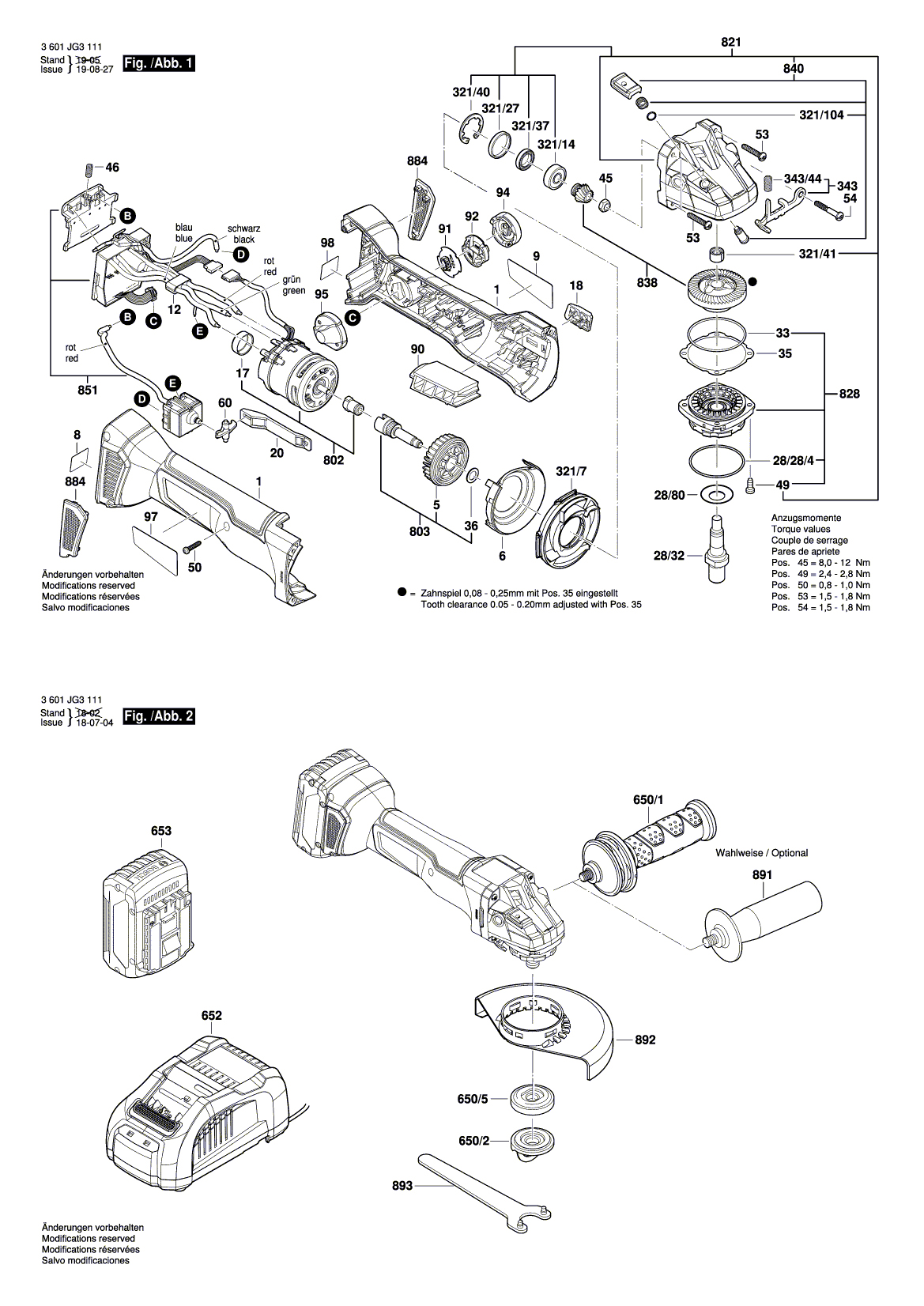 Схема на Кутова шліфувальна машина Bosch GWS 18V-45 C (3 601 JG3 111)