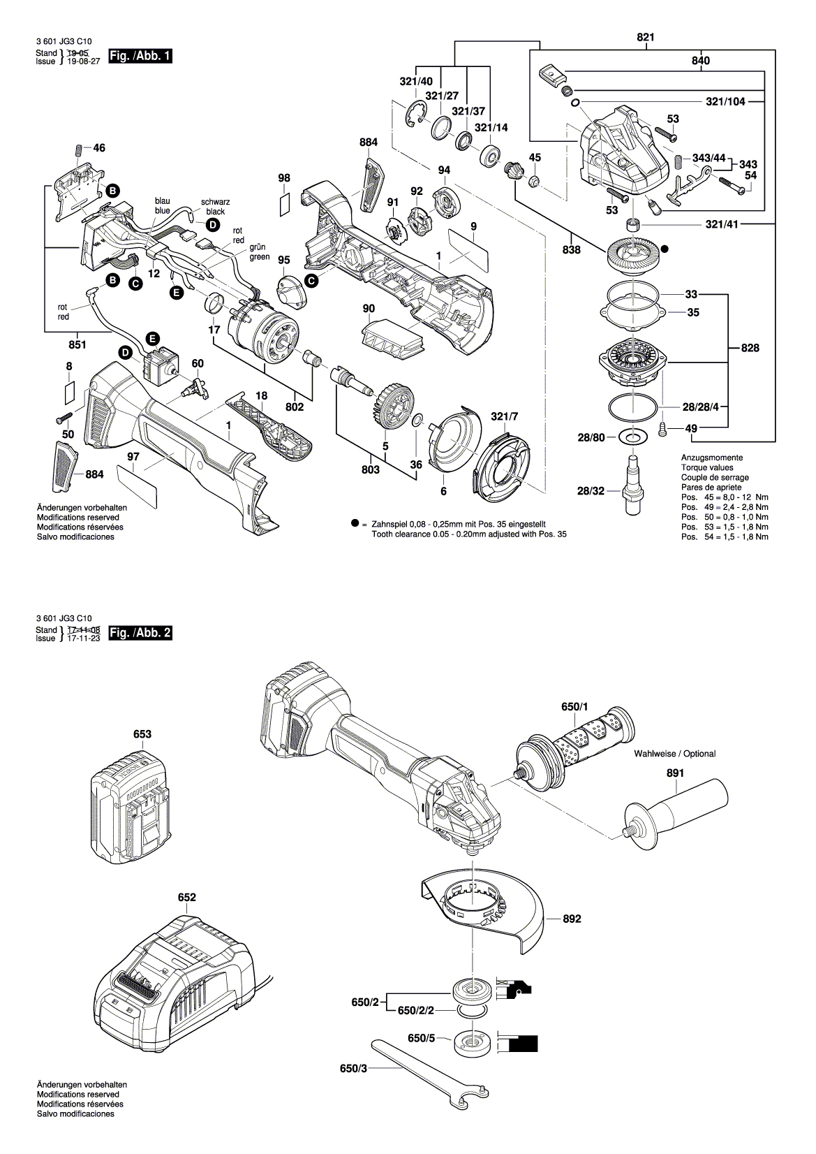 Схема на Кутова шліфувальна машина Bosch GWS 18V-45PC (3 601 JG3 C10)