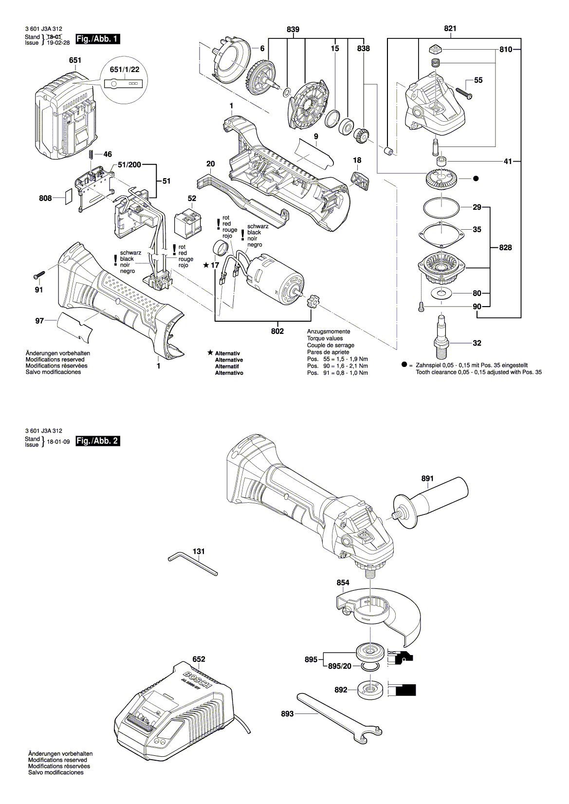 Схема на Кутова шліфувальна машина Bosch GWS 18V-50 (3 601 J3A 312)