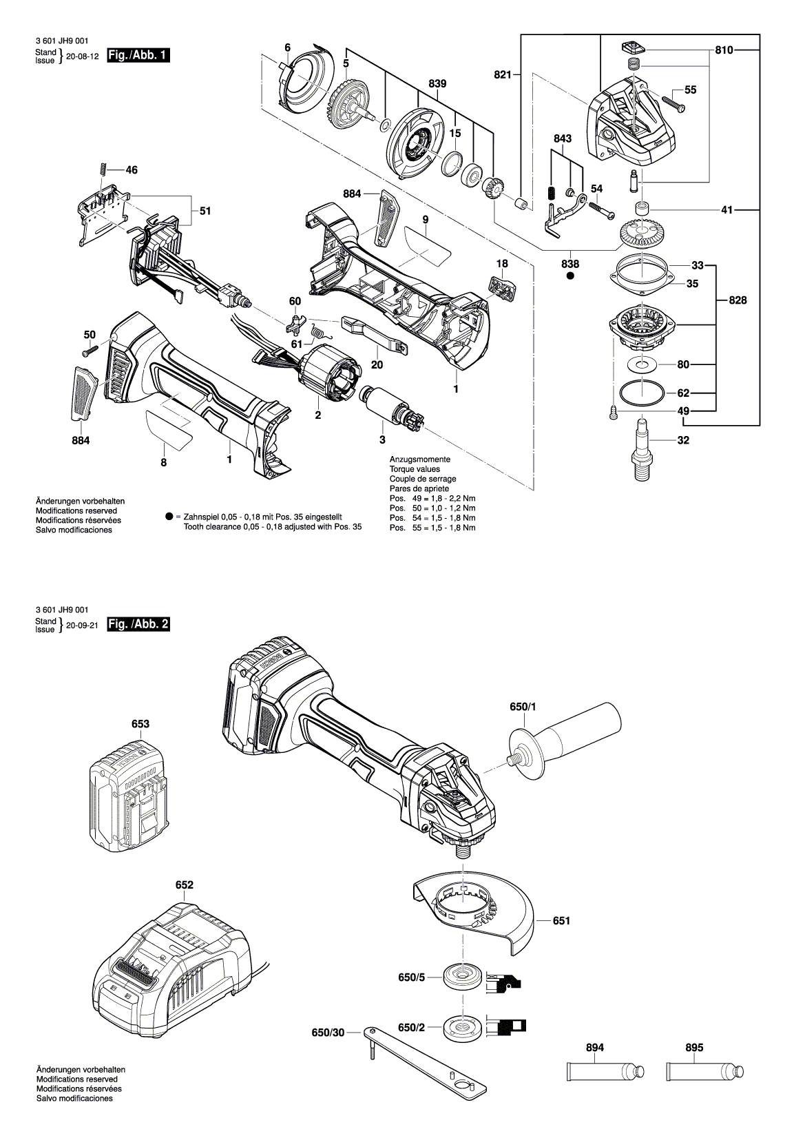 Схема на Угловая шлифмашина Bosch GWS 18V-7 (3 601 JH9 001)