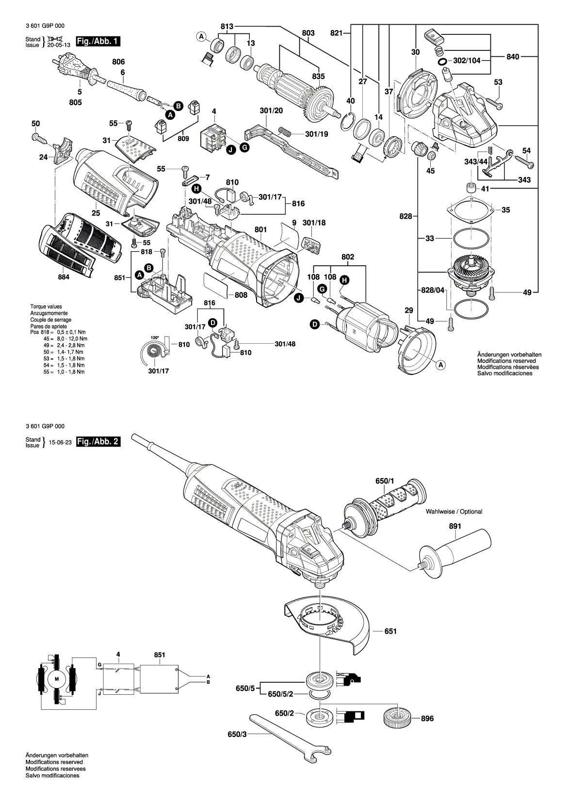 Схема на Угловая шлифмашина Bosch GWS 19-125 CIE (3 601 G9P 000)