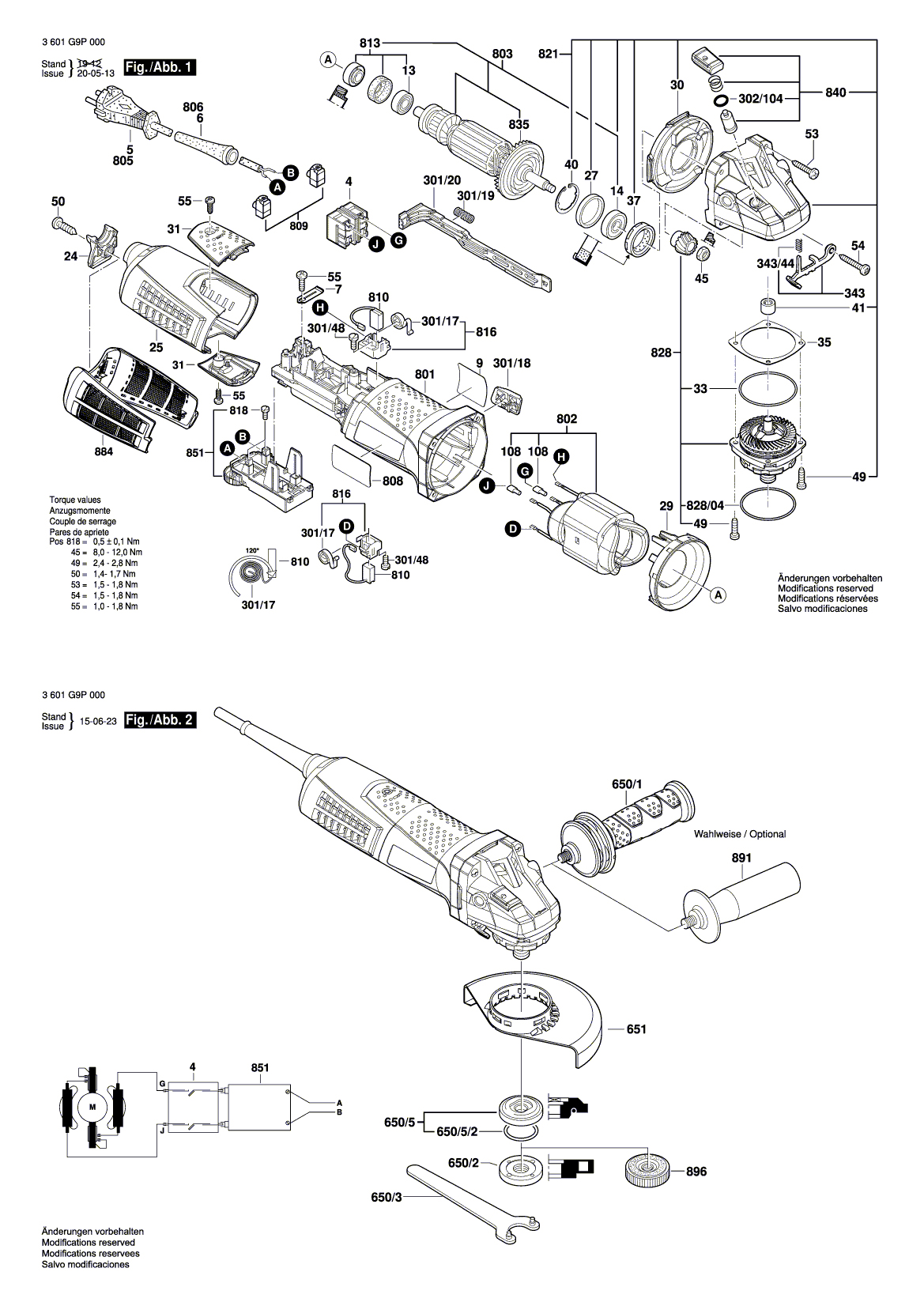 Схема на Кутова шліфмашина Bosch GWS 19-125 CIE (3 601 G9P 000)
