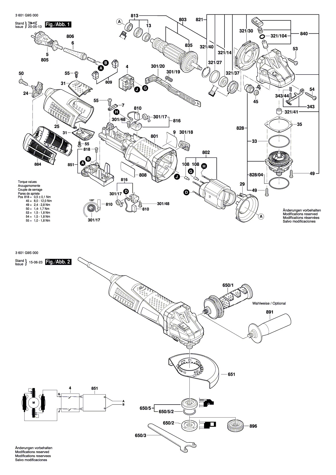 Схема на Угловая шлифмашина Bosch GWS 19-125 CIST (3 601 G9S 000)