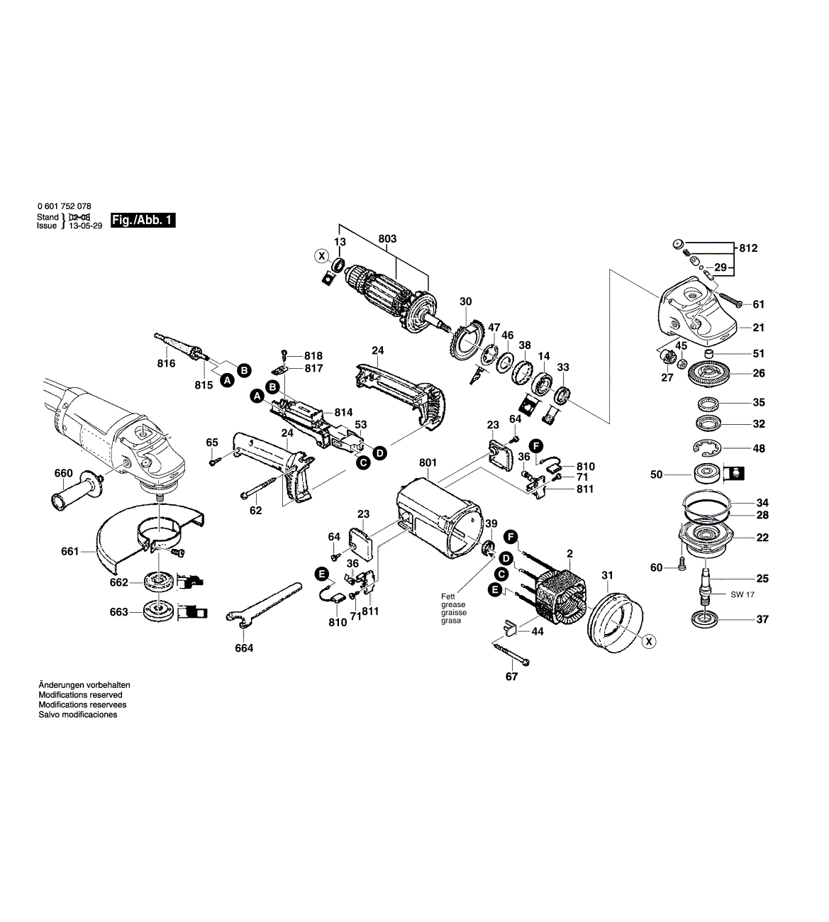 Схема на Кутова шліфувальна машина Bosch GWS 20-230 (0 601 752 012)