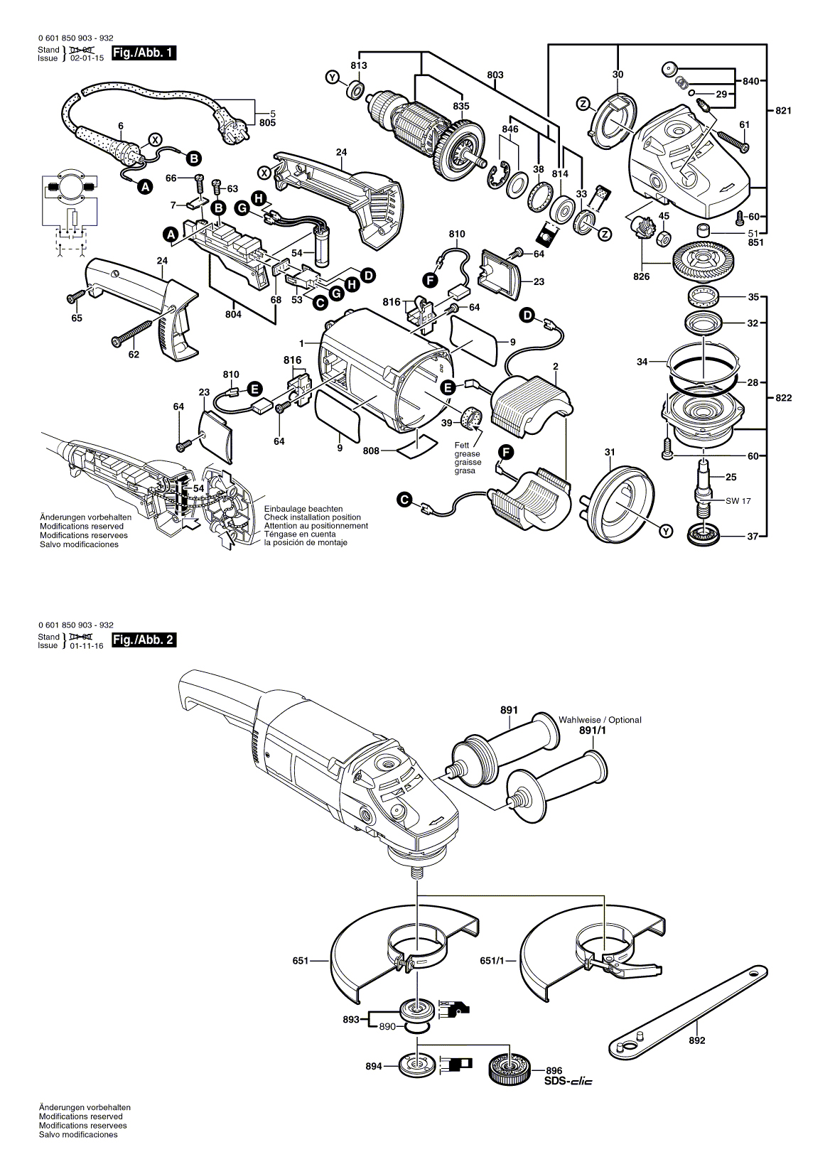 Схема на Угловая шлифмашина Bosch GWS 20-230 JH (0 601 850 903)