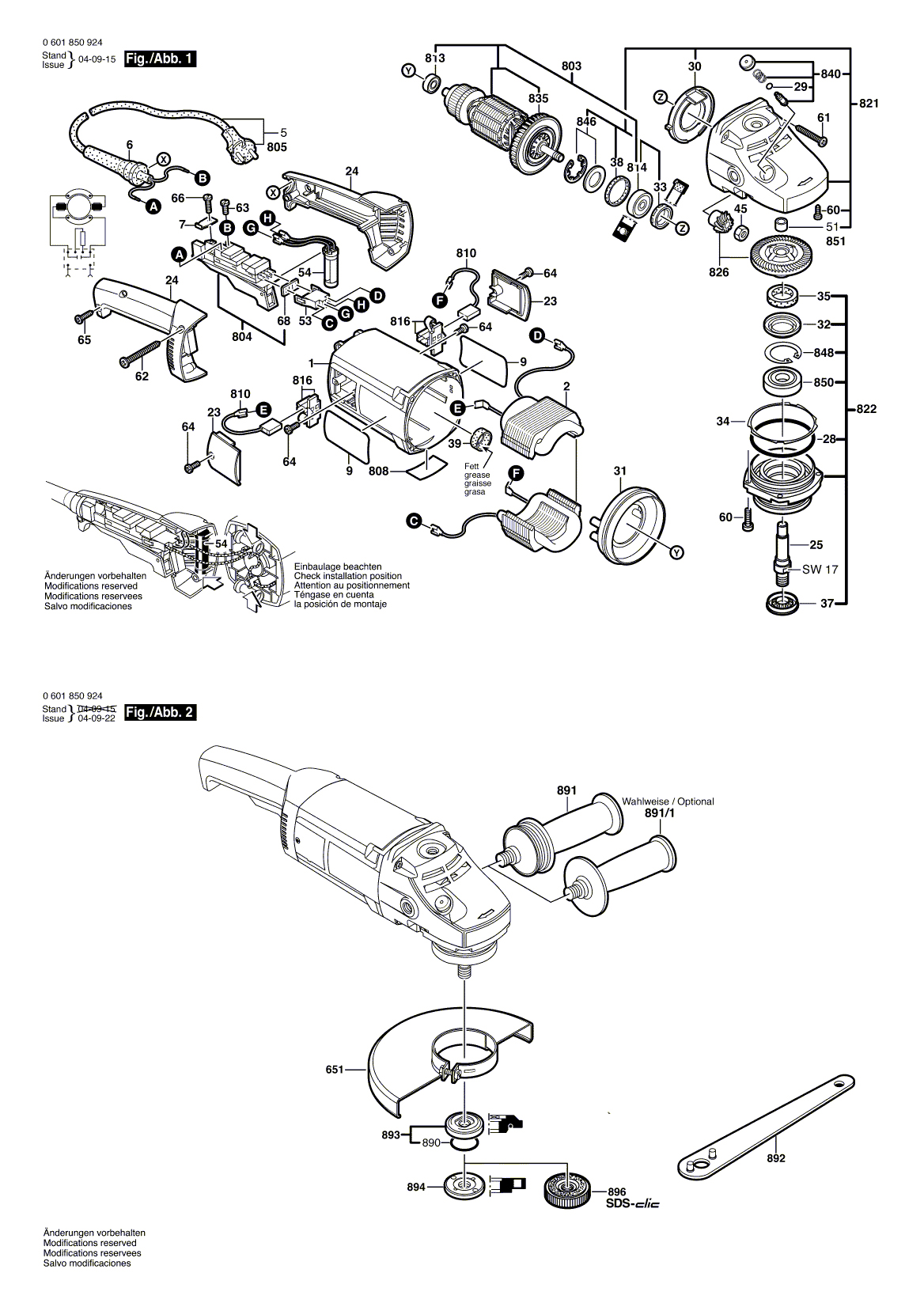 Схема на Угловая шлифмашина Bosch GWS 2000-230 JH (0 601 850 925)