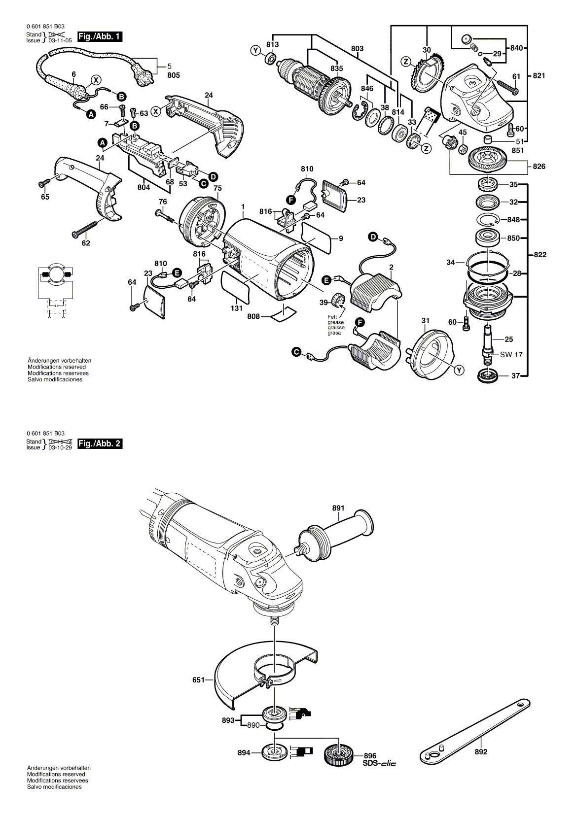 Схема на Угловая шлифмашина Bosch GWS 21-180 HV (0 601 851 B03)