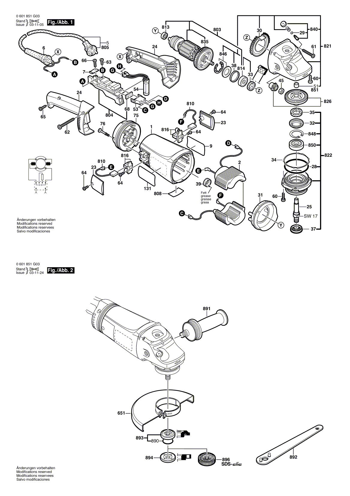 Схема на Кутова шліфмашина Bosch GWS 21-180 JHV (0 601 851 G03)