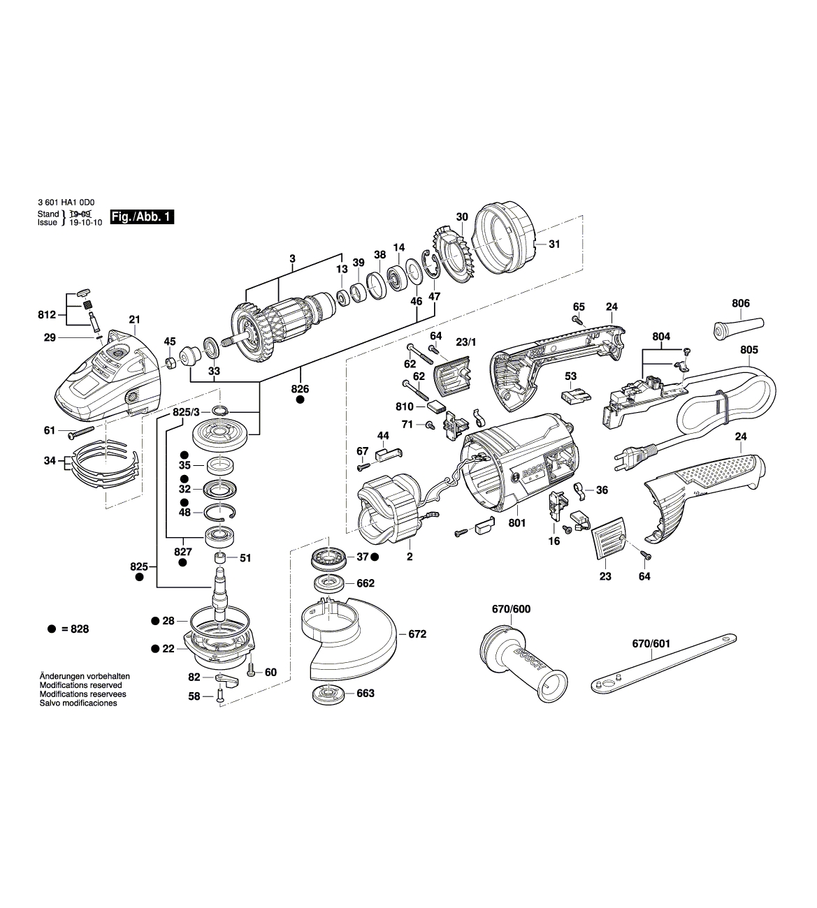 Схема на Угловая шлифмашина Bosch GWS 22-180 (3 601 HA1 0D0)