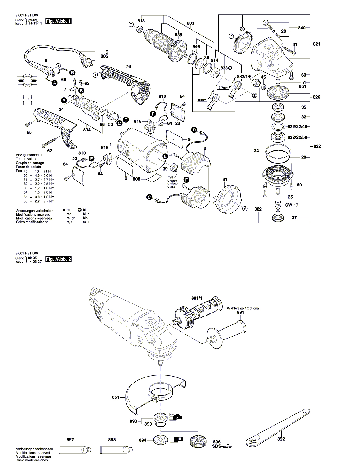 Схема на Угловая шлифмашина Bosch GWS 22-180 H (3 601 H81 100)