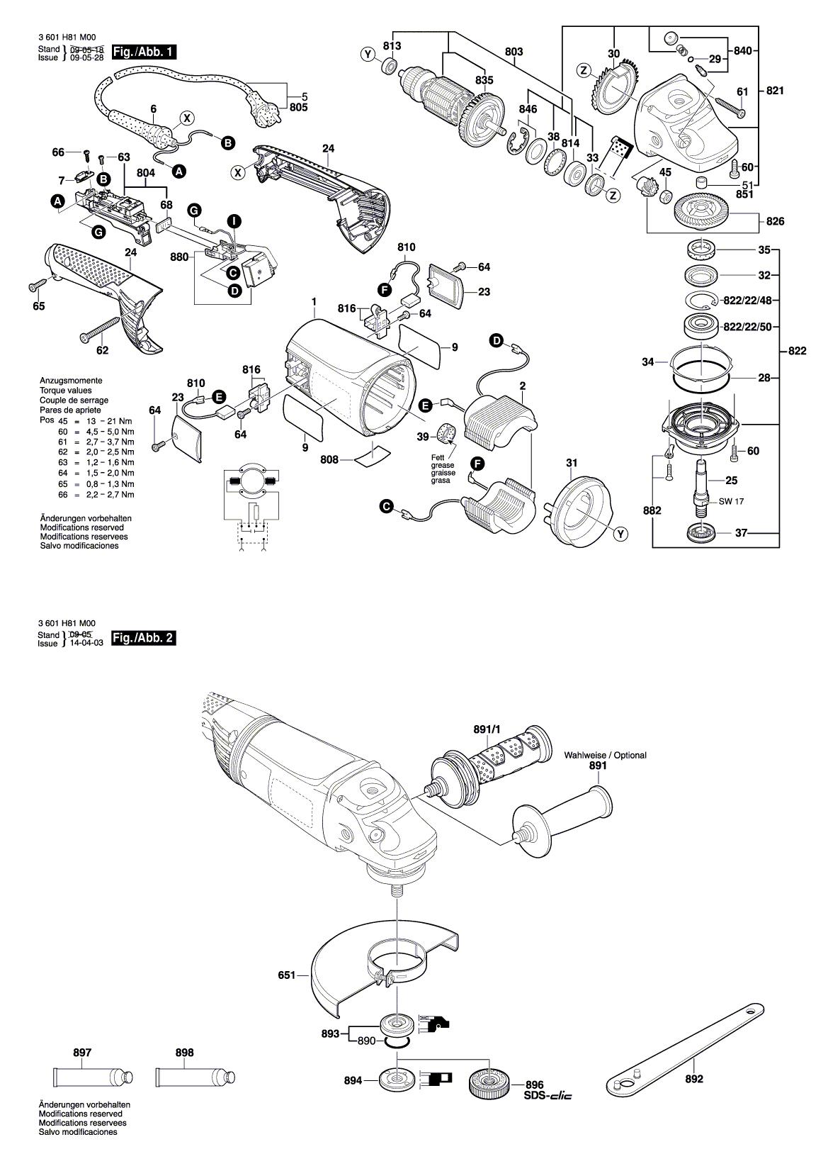 Схема на Кутова шліфмашина Bosch GWS 22-180 JH (3 601 H81 M00)