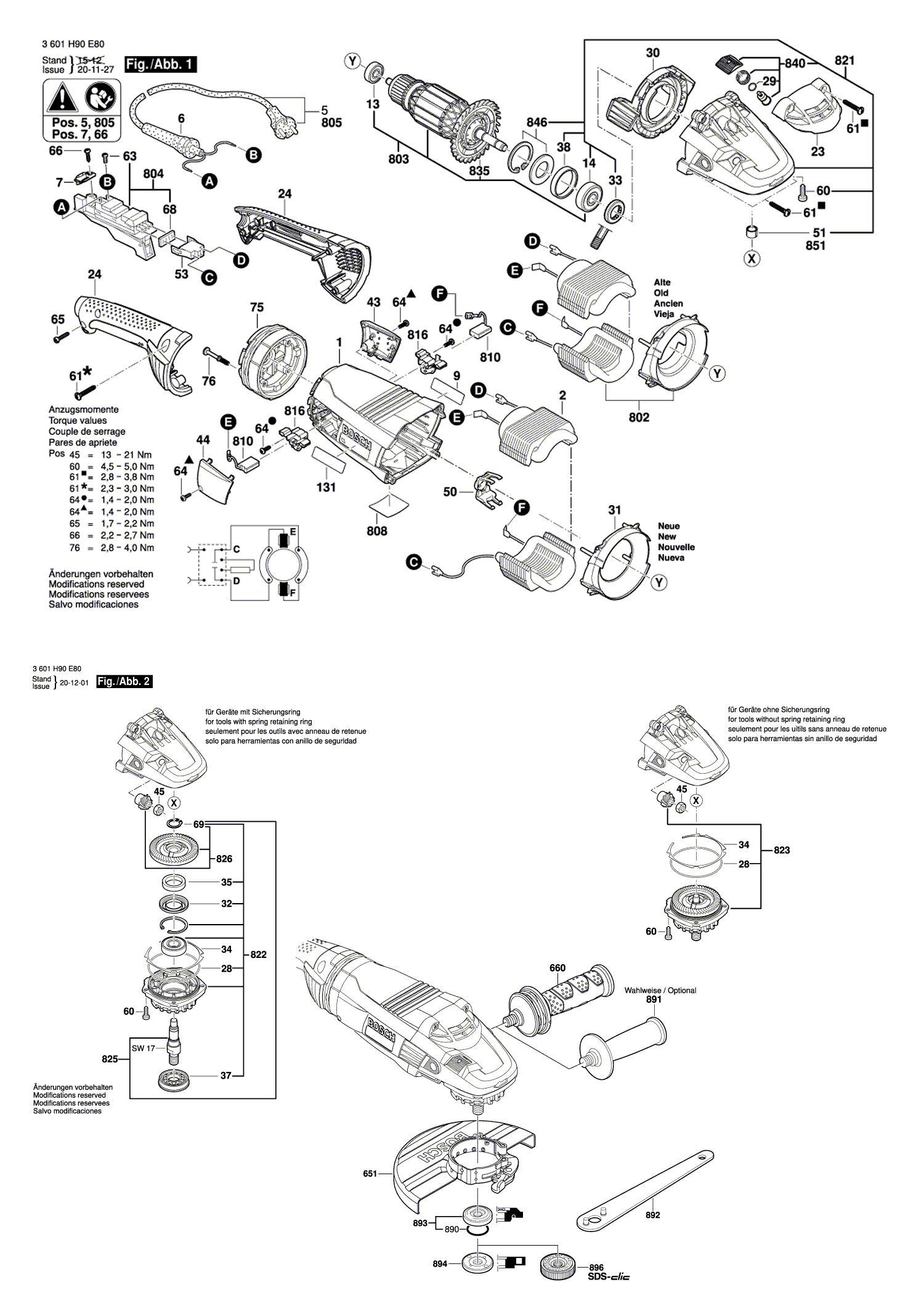 Схема на Кутова шліфмашина Bosch GWS 22-180 LV (3 601 H90 E80)
