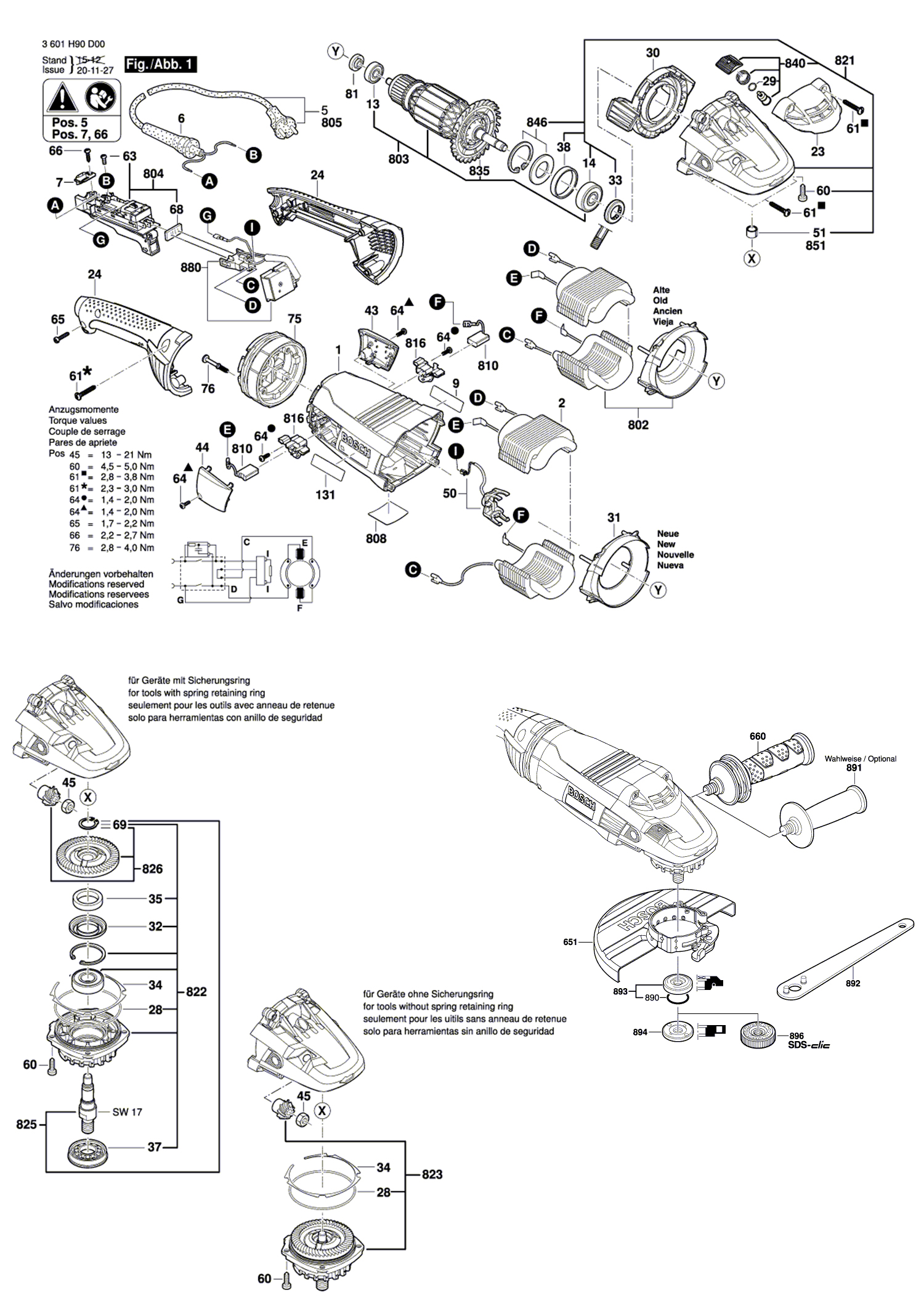 Схема на Угловая шлифмашина Bosch GWS 22-180 LVI (3 601 H90 CE0)