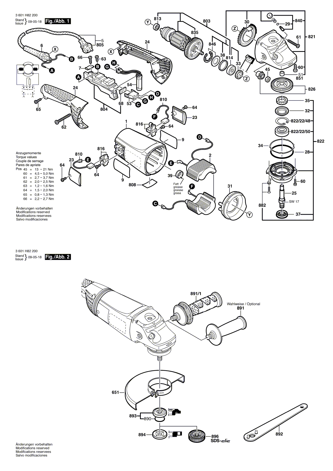 Схема на Угловая шлифмашина Bosch GWS 22-230 JH (3 601 H82 200)
