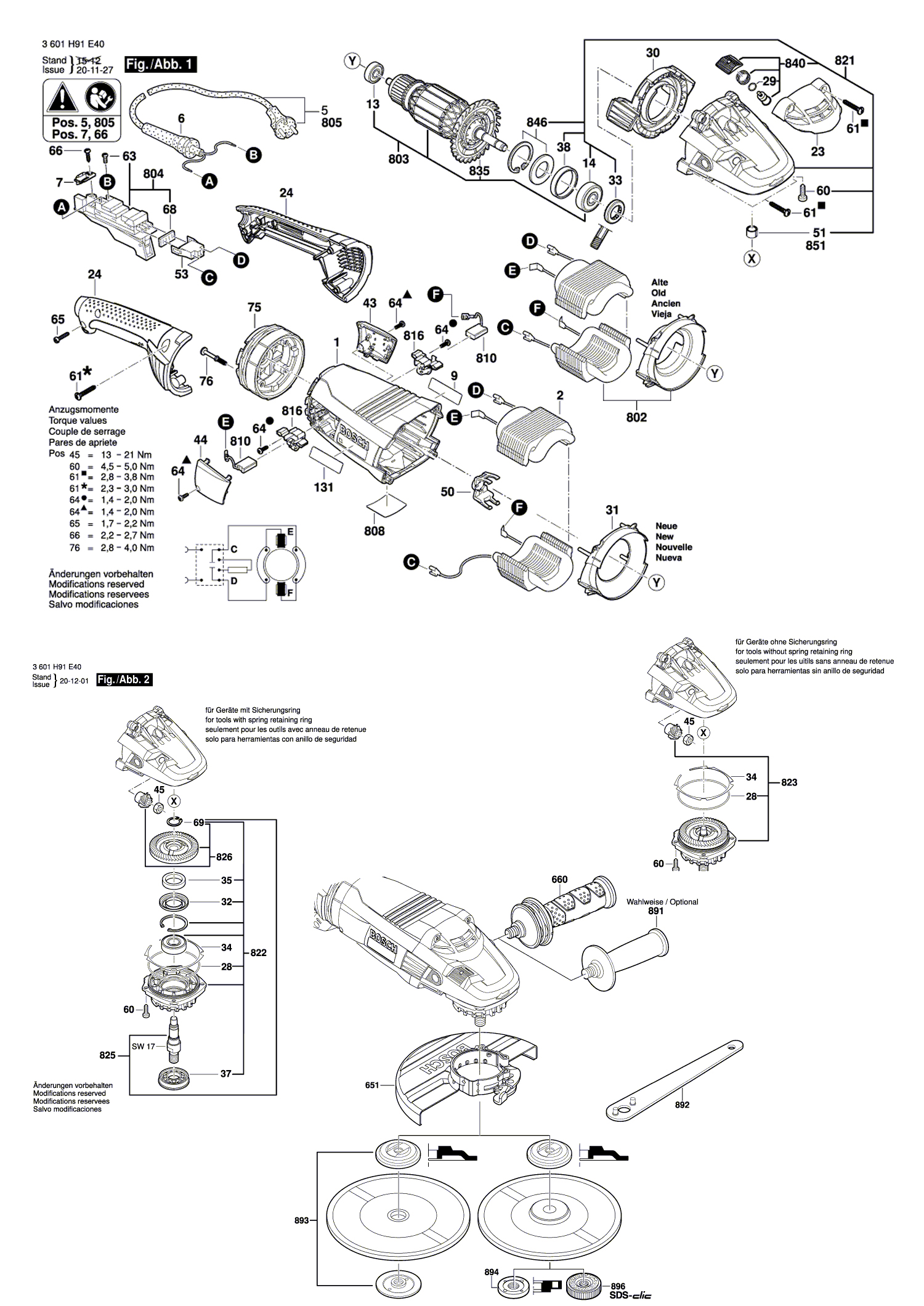 Схема на Кутова шліфмашина Bosch GWS 22-230 LV (3 601 H91 E40)
