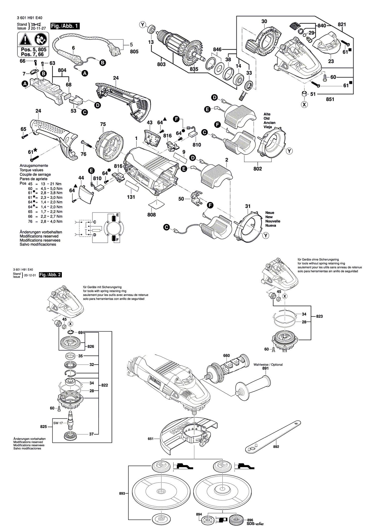 Схема на Кутова шліфмашина Bosch GWS 22-230 LV (3 601 H91 E40)