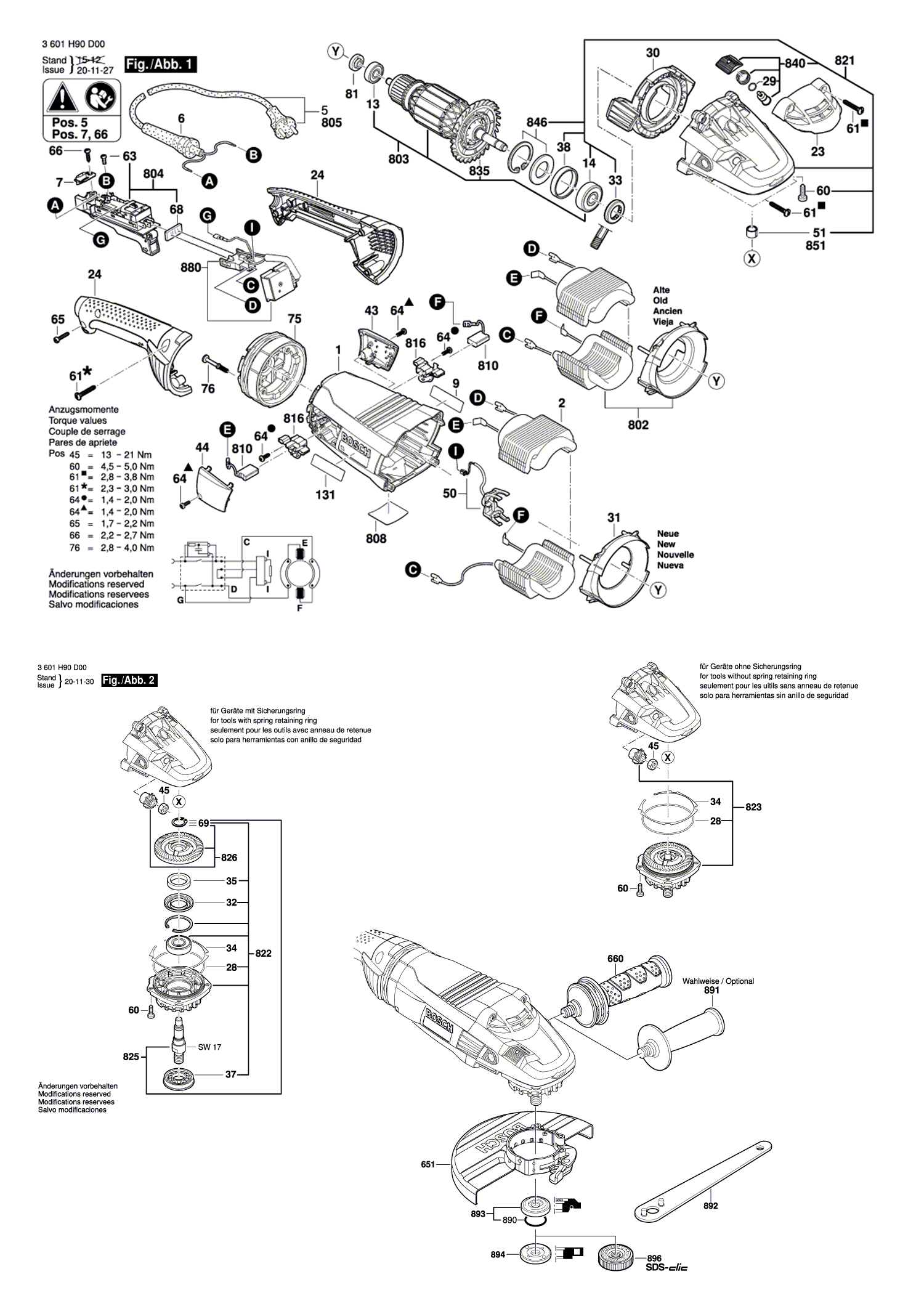 Схема на Угловая шлифмашина Bosch GWS 22-230 LVI (3 601 H91 C00)