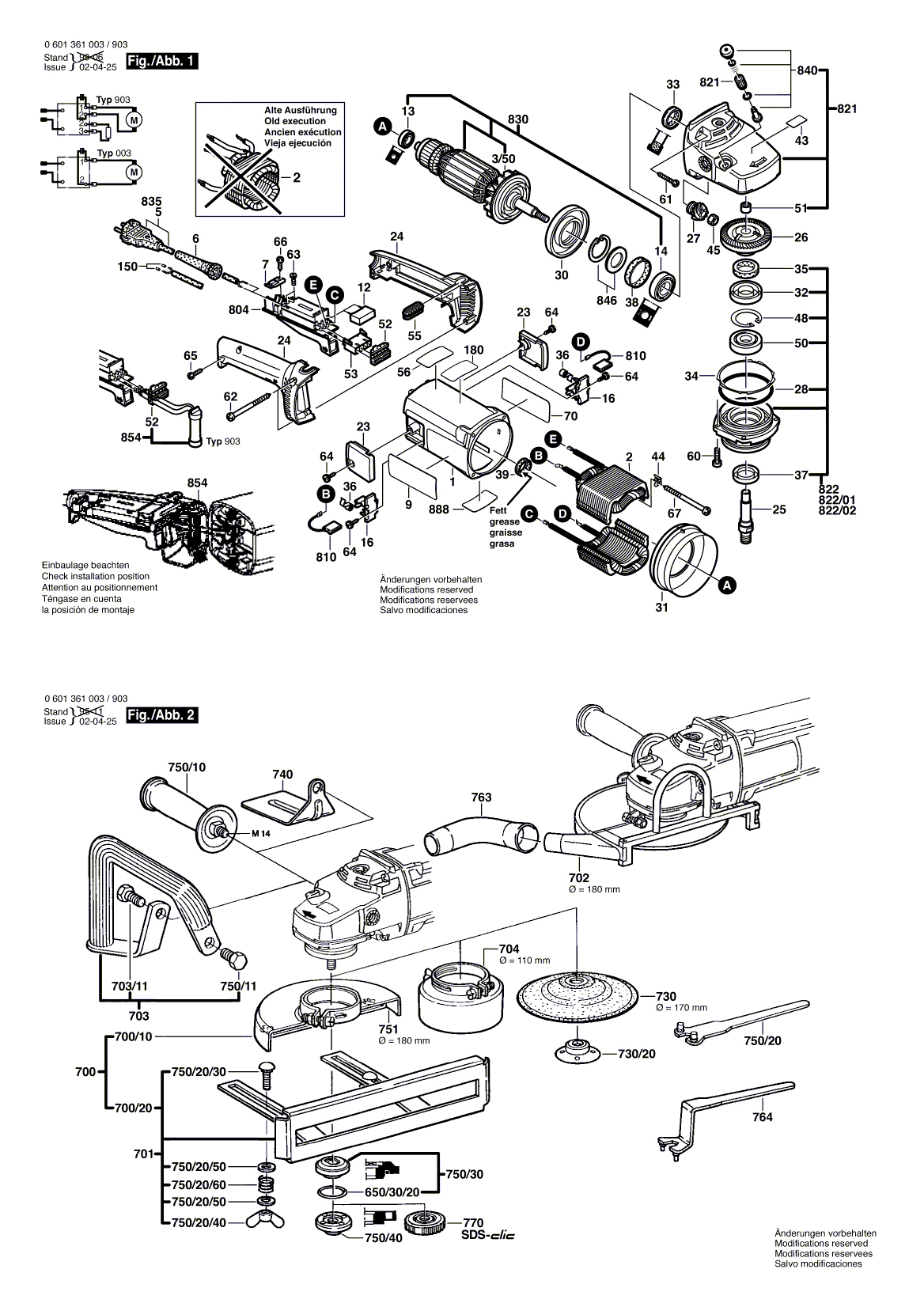 Схема на Угловая шлифмашина Bosch GWS 23-180 (0 601 361 003)