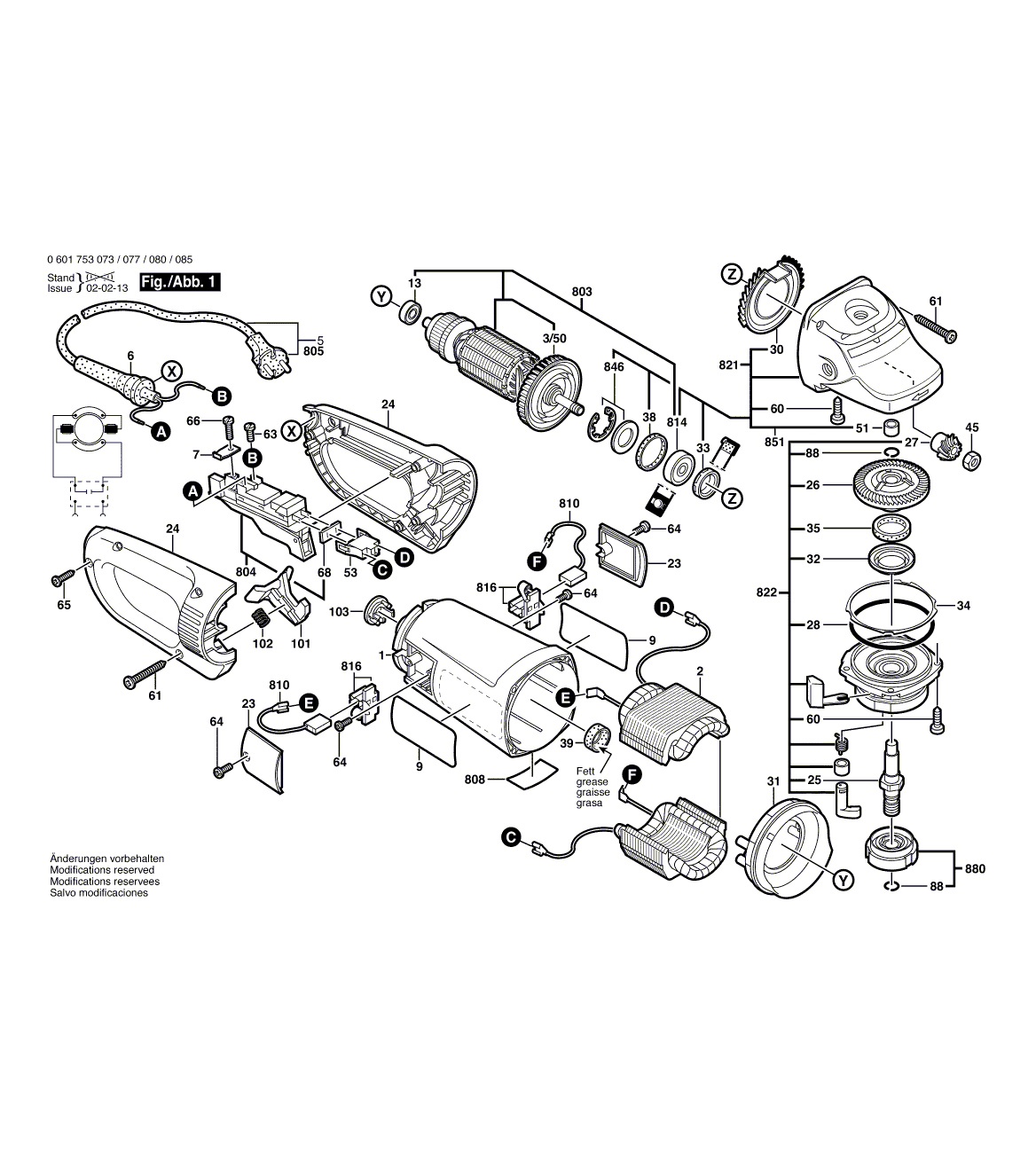 Схема на Кутова шліфувальна машина Bosch GWS 23-180 S (0 601 753 077)