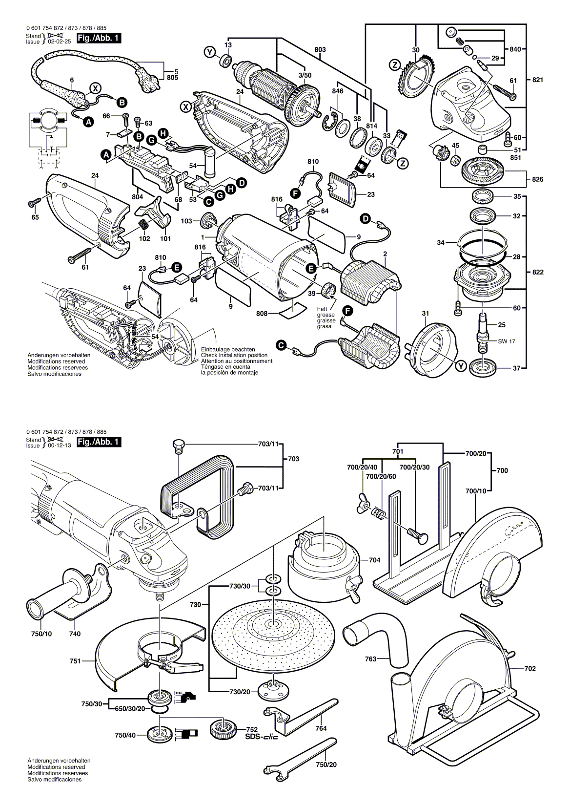 Схема на Кутова шліфмашина Bosch GWS 23-230 J (0 601 754 885)
