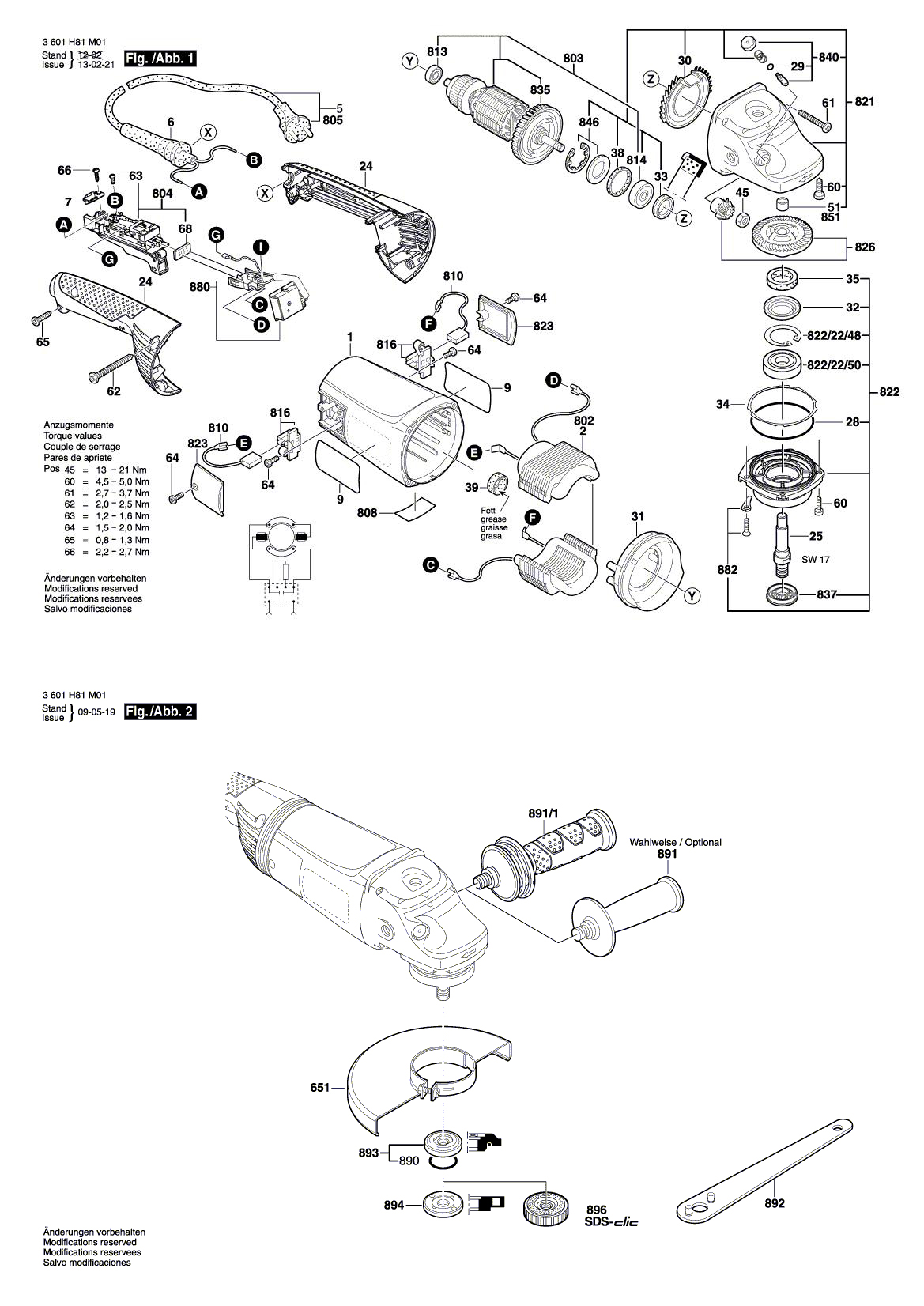 Схема на Угловая шлифмашина Bosch GWS 230 JH (3 601 H82 M02)