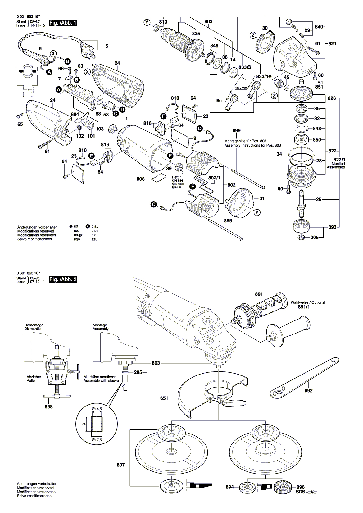 Схема на Угловая шлифмашина Bosch GWS 24-180 BX (0 601 863 187)
