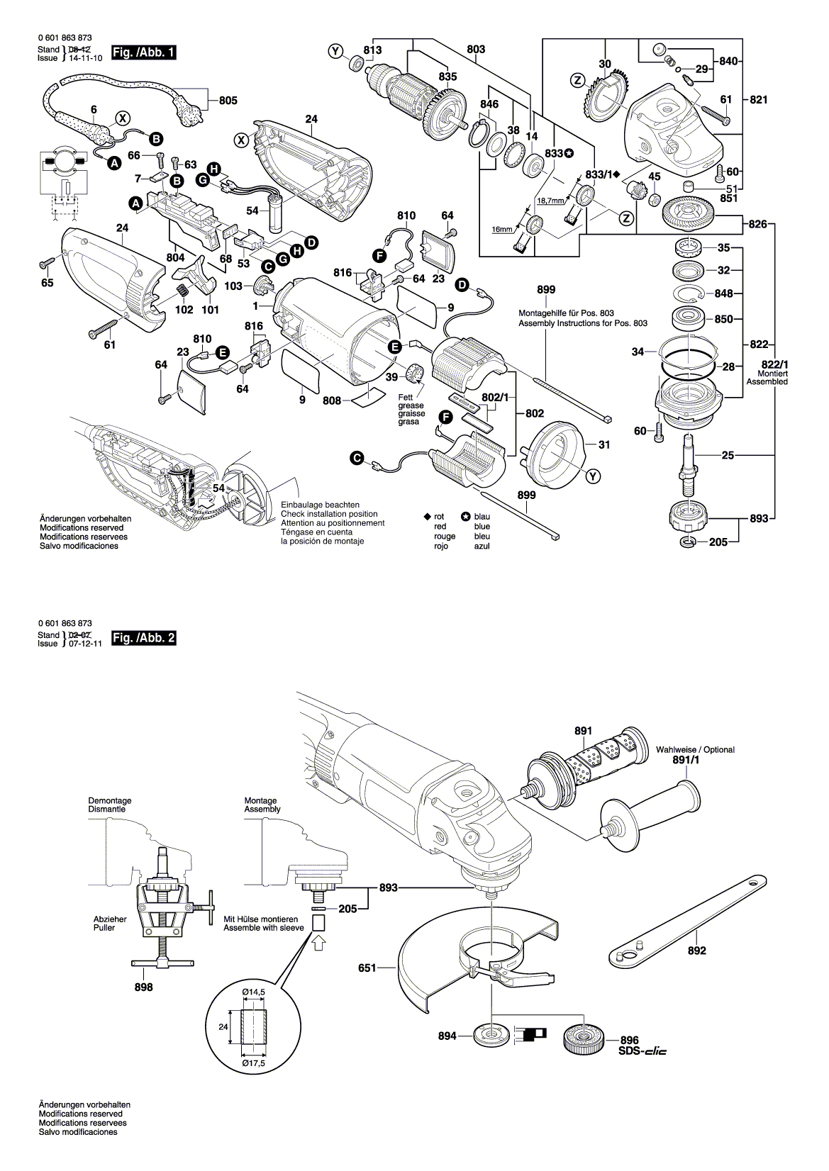 Схема на Угловая шлифмашина Bosch GWS 24-180 JBX (0 601 863 873)