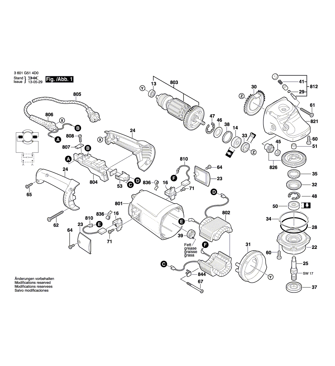 Схема на Кутова шліфувальна машина Bosch GWS 24-230 (3 601 G54 490)