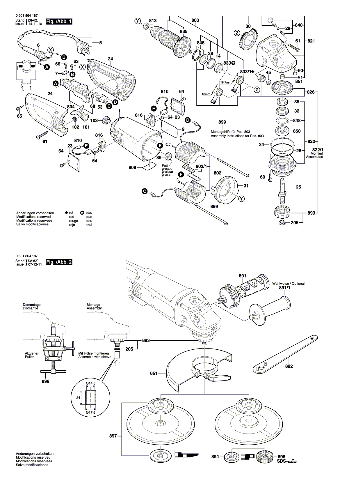 Схема на Угловая шлифмашина Bosch GWS 24-230 BX (0 601 864 187)