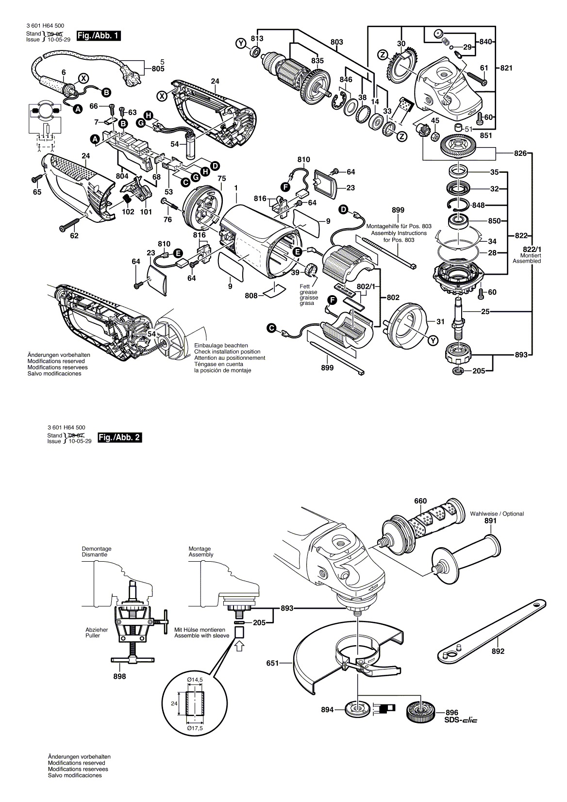 Схема на Угловая шлифмашина Bosch GWS 24-230 JVX (3 601 H64 500)