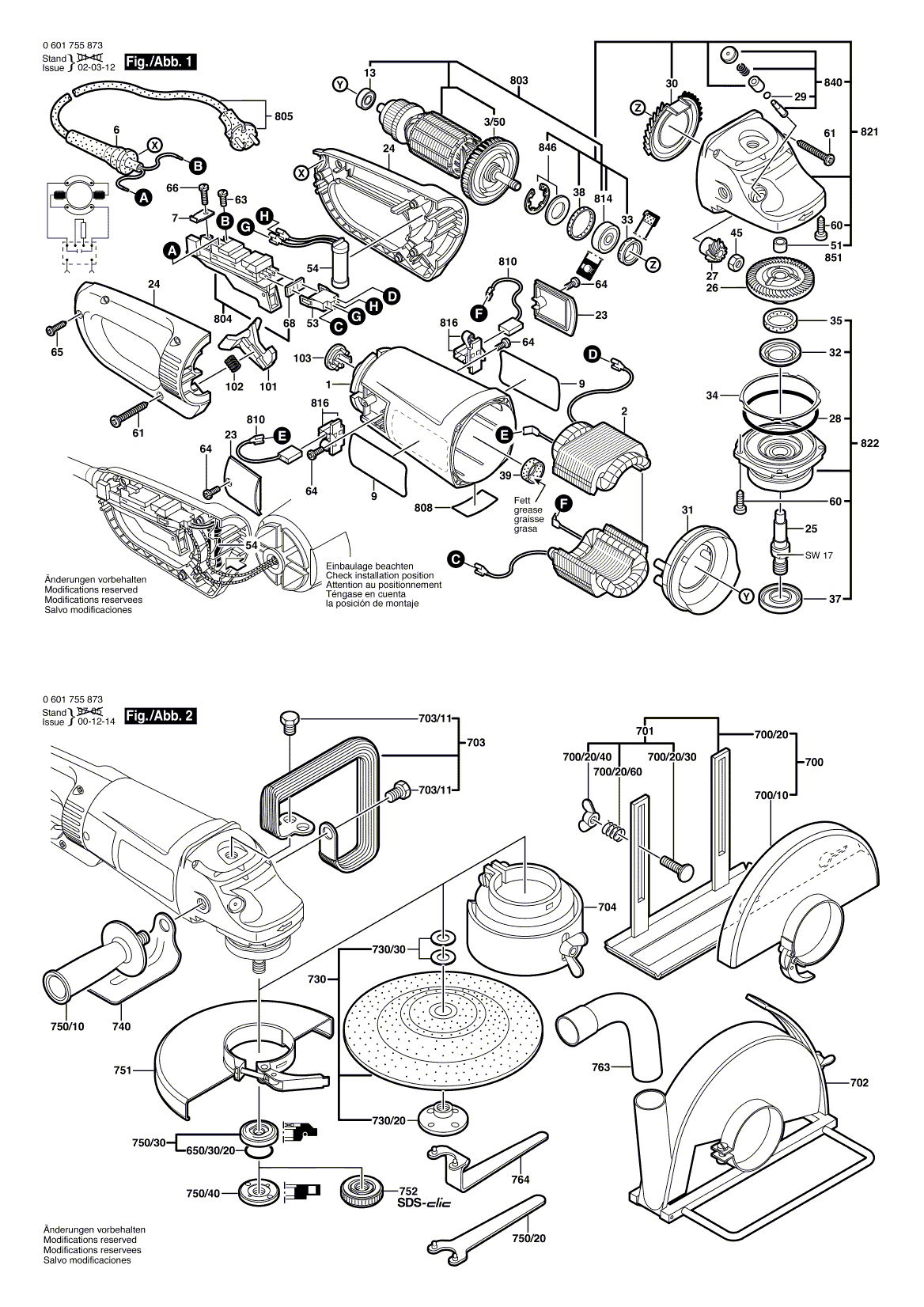 Схема на Кутова шліфмашина Bosch GWS 25-180 J (0 601 755 873)