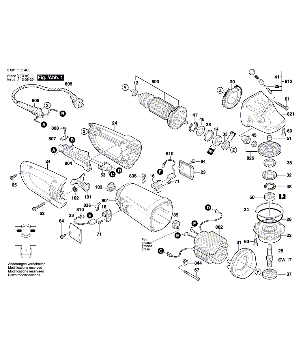 Схема на Кутова шліфувальна машина Bosch GWS 26-230 (3 601 G56 490)