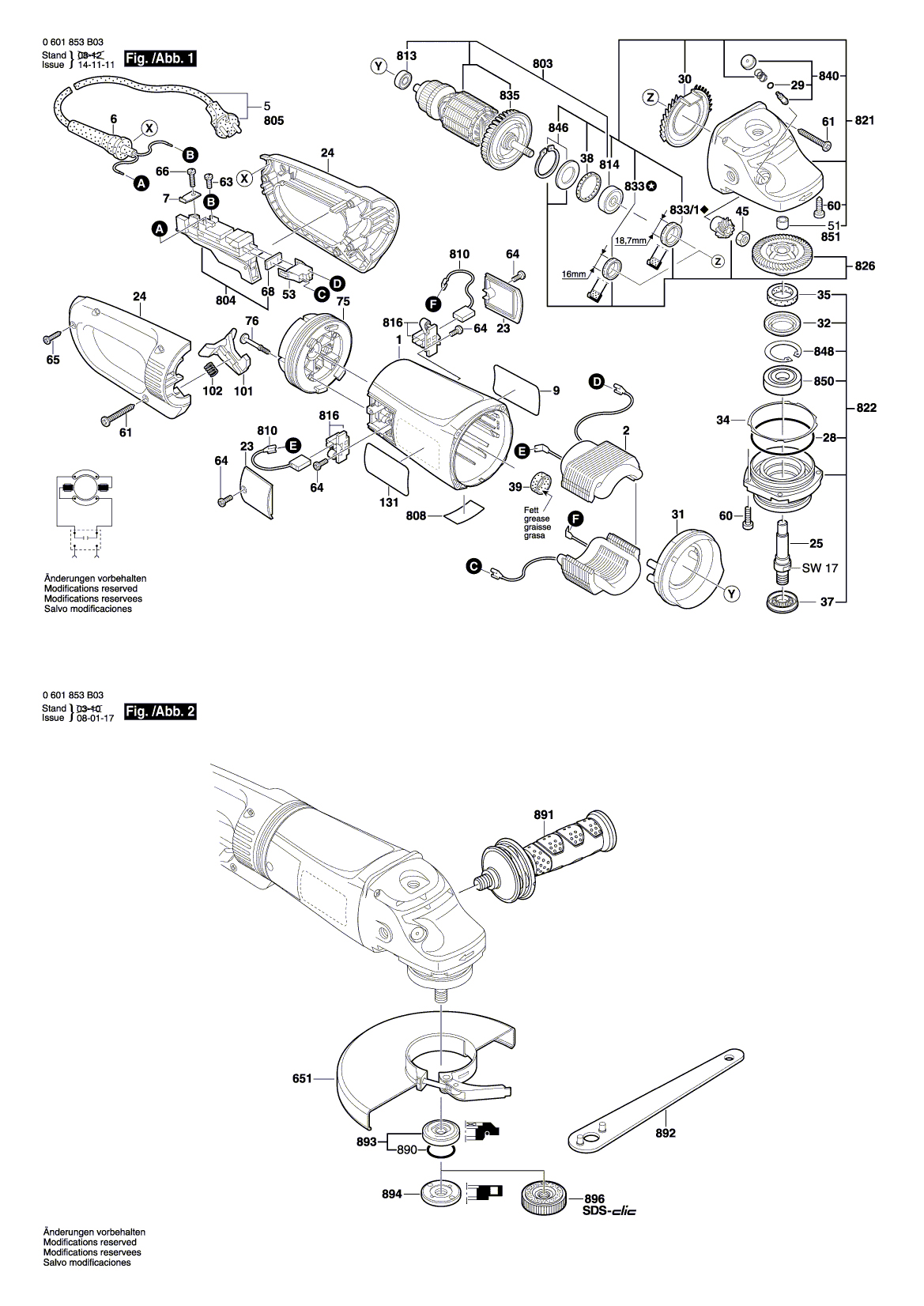 Схема на Угловая шлифмашина Bosch GWS 26-230 BV (0 601 856 B03)