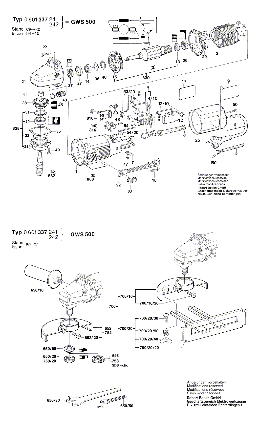 Схема на Угловая шлифмашина Bosch GWS 500 (0 601 337 241)