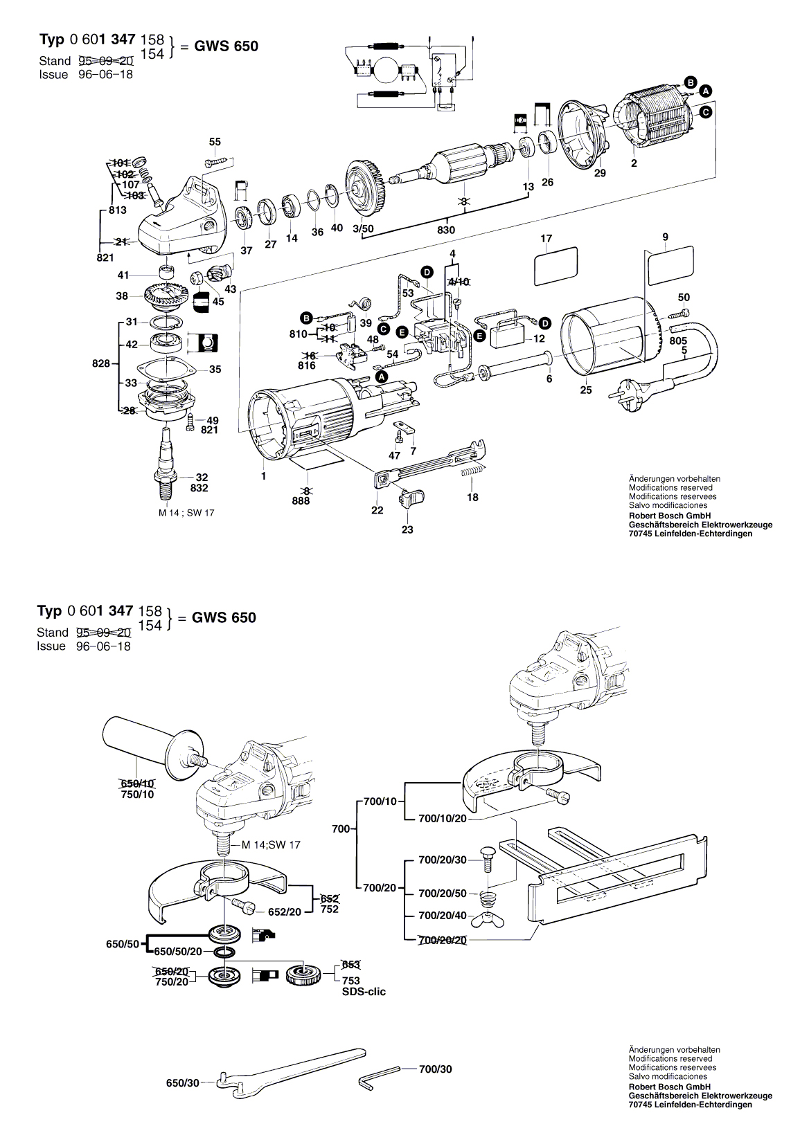 Схема на Угловая шлифмашина Bosch GWS 650 (0 601 347 154)