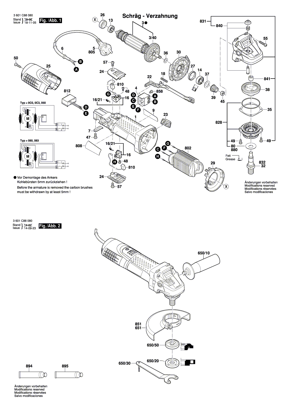 Схема на Угловая шлифмашина Bosch GWS 7-100 (3 601 C88 040)