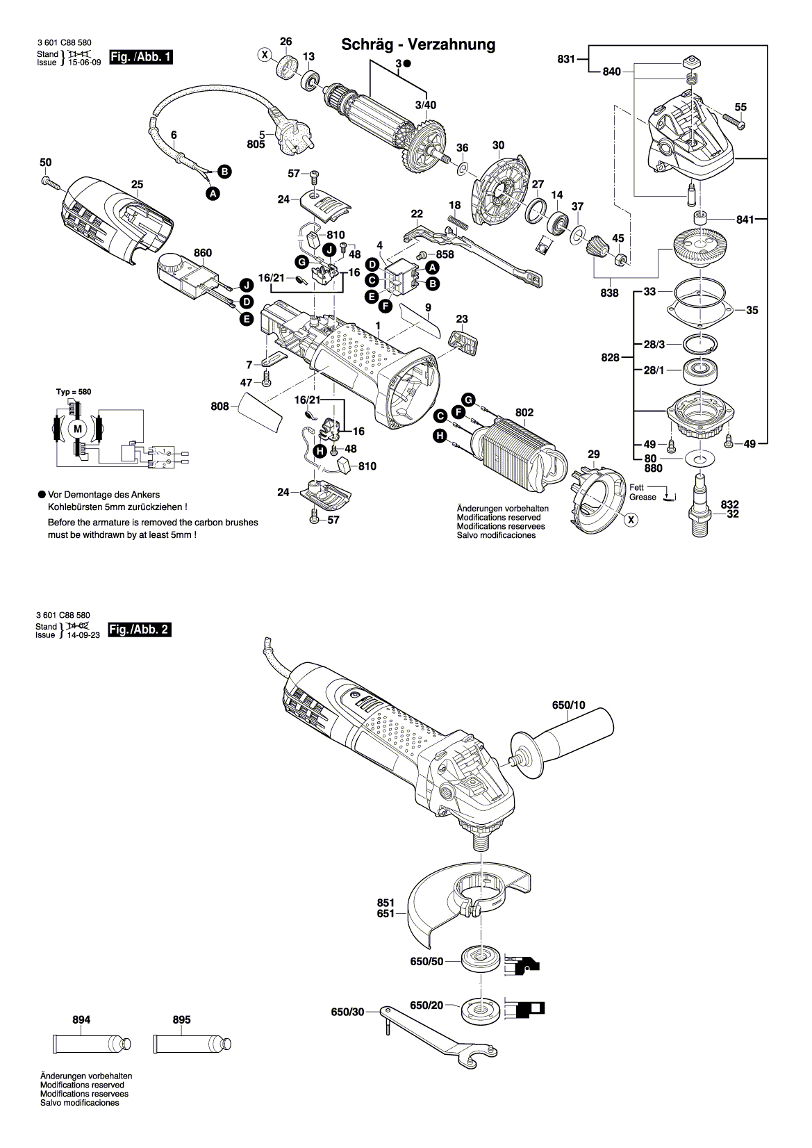 Схема на Угловая шлифмашина Bosch GWS 7-100 ET (3 601 C88 580)