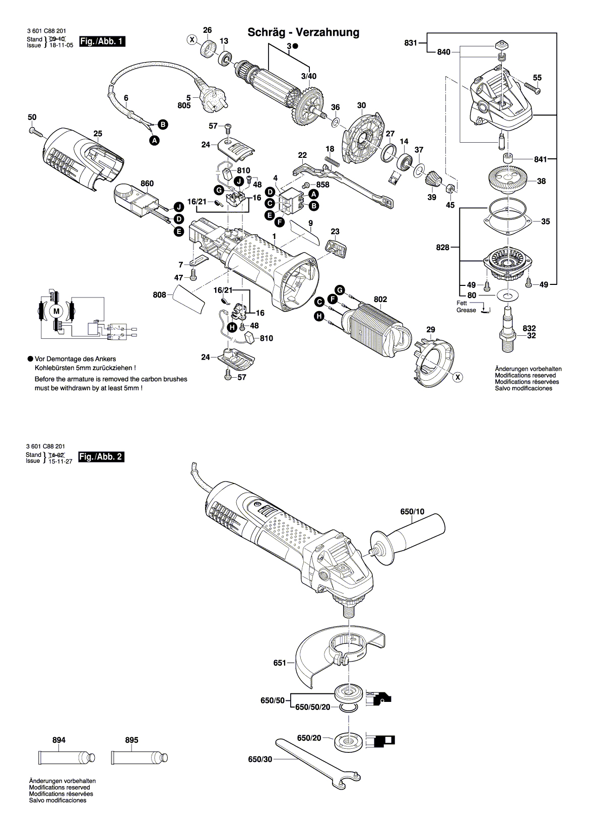 Схема на Угловая шлифмашина Bosch GWS 7-115 E (3 601 C88 201)