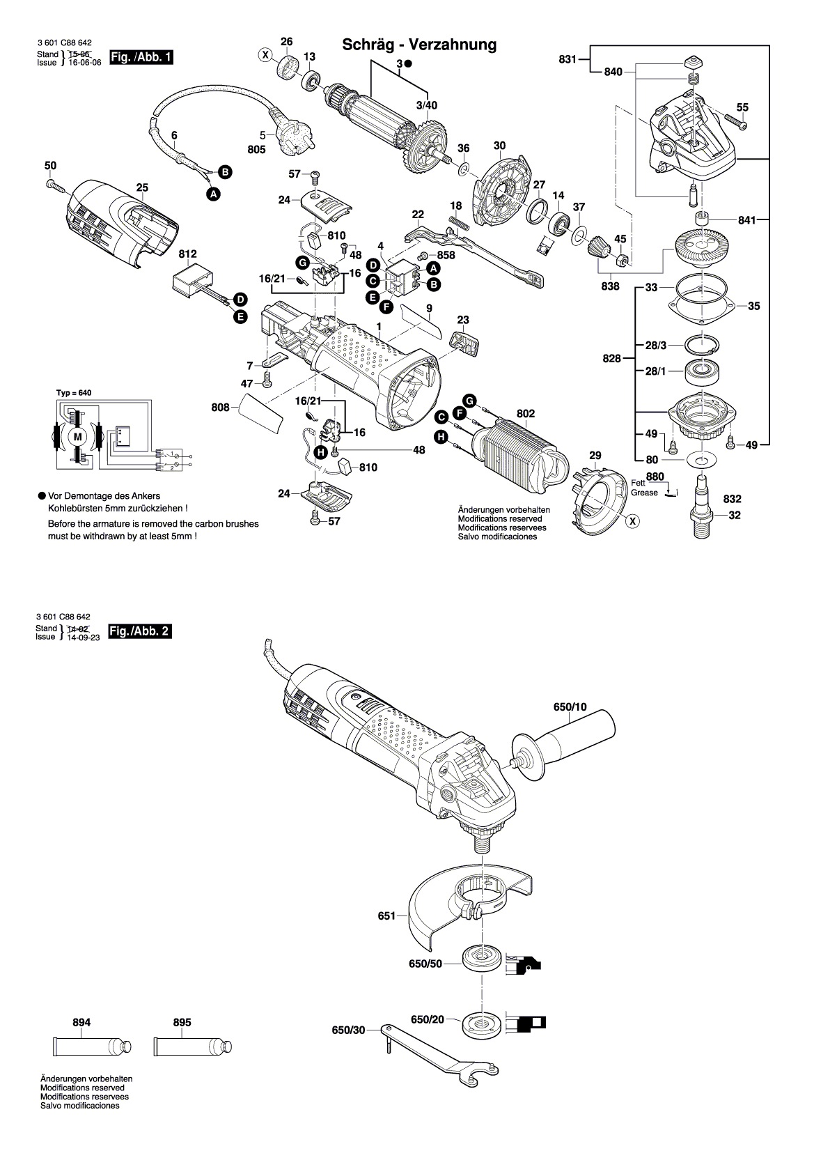 Схема на Угловая шлифмашина Bosch GWS 7-125 T (3 601 C88 642)