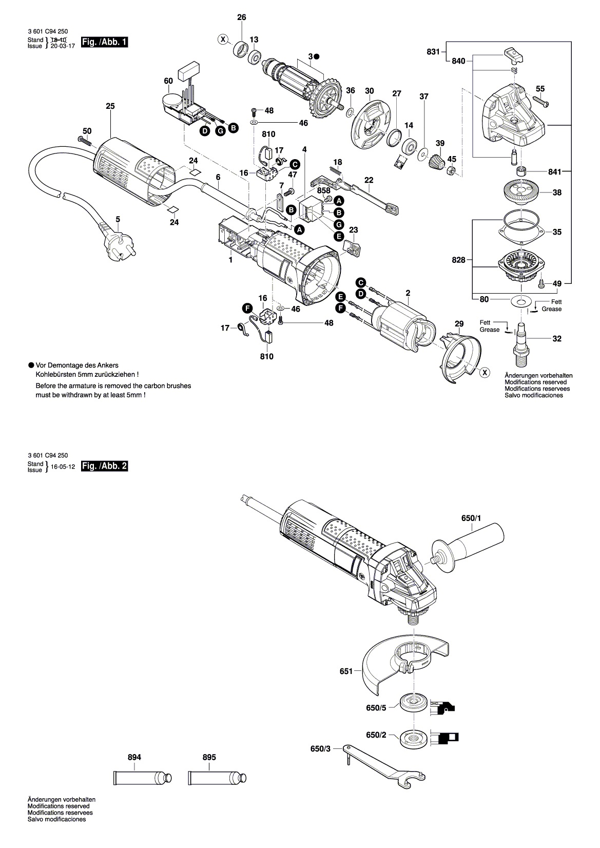 Схема на Угловая шлифмашина Bosch GWS 750-100 I (3 601 C94 250)