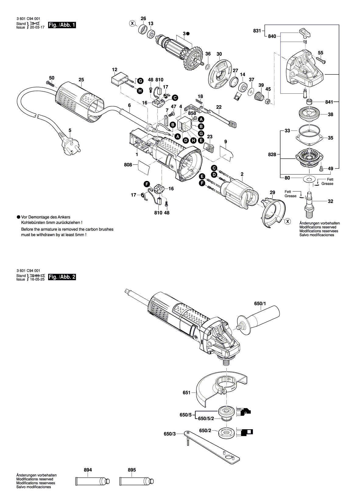 Схема на Угловая шлифмашина Bosch GWS 750 (3 601 C94 001)