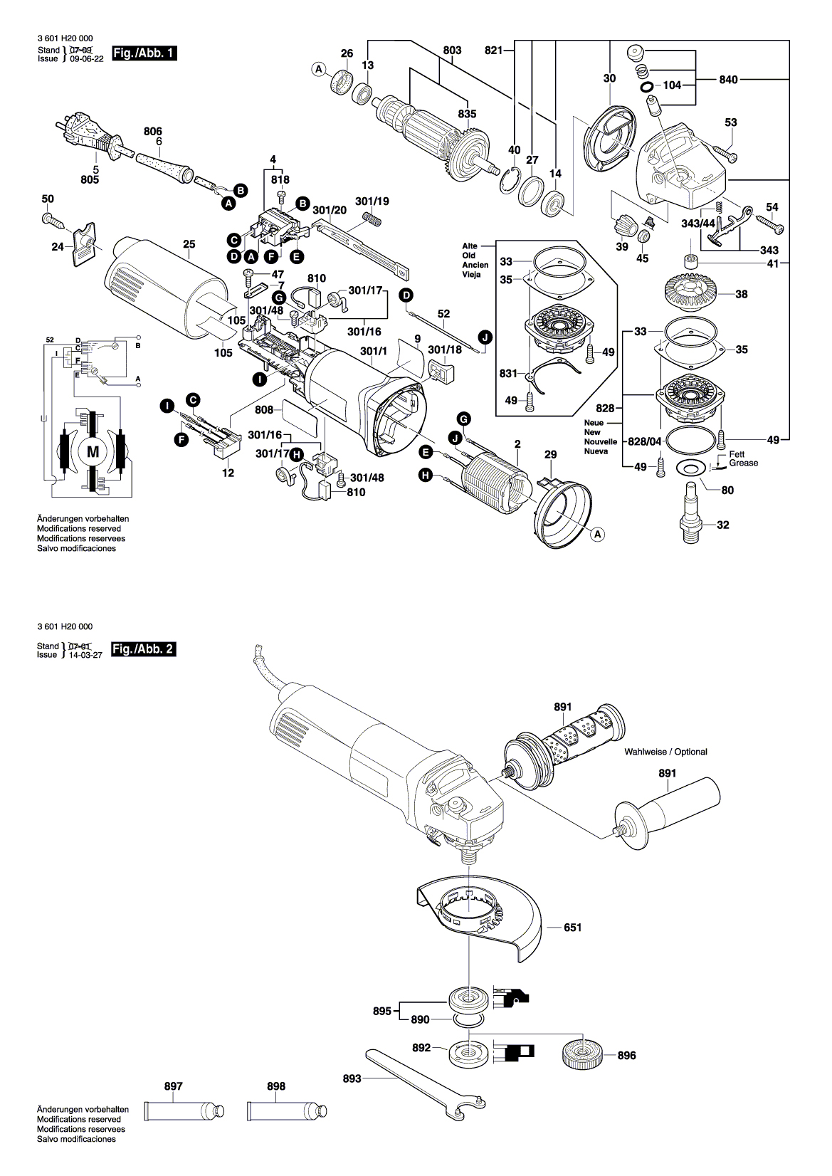 Схема на Угловая шлифмашина Bosch GWS 8-115 (3 601 H20 000)