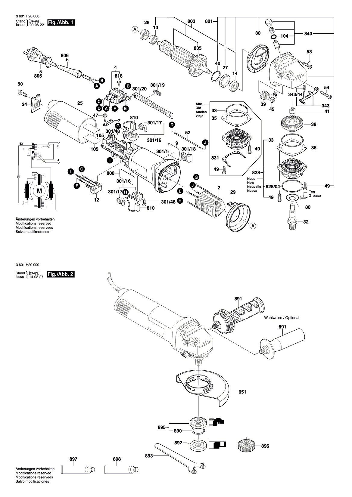 Схема на Угловая шлифмашина Bosch GWS 8-115 (3 601 H20 000)