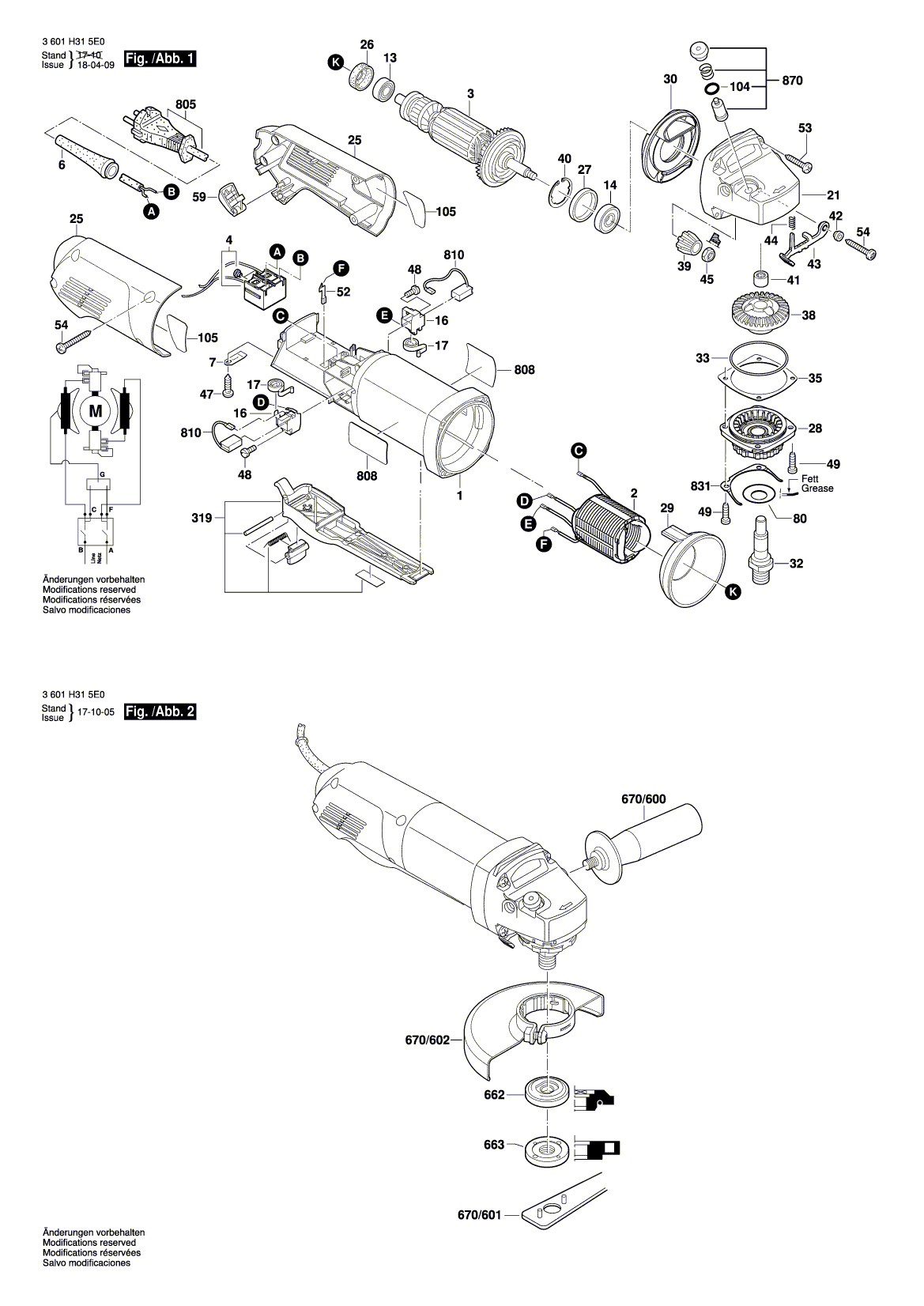 Схема на Угловая шлифмашина Bosch GWS 8-115 P (3 601 H31 5E0)