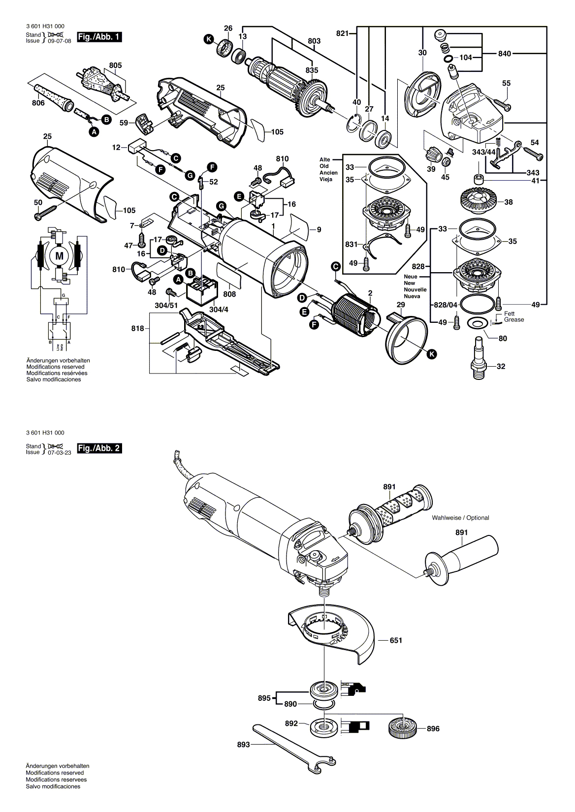 Схема на Угловая шлифмашина Bosch GWS 8-115 Z (3 601 H31 000)