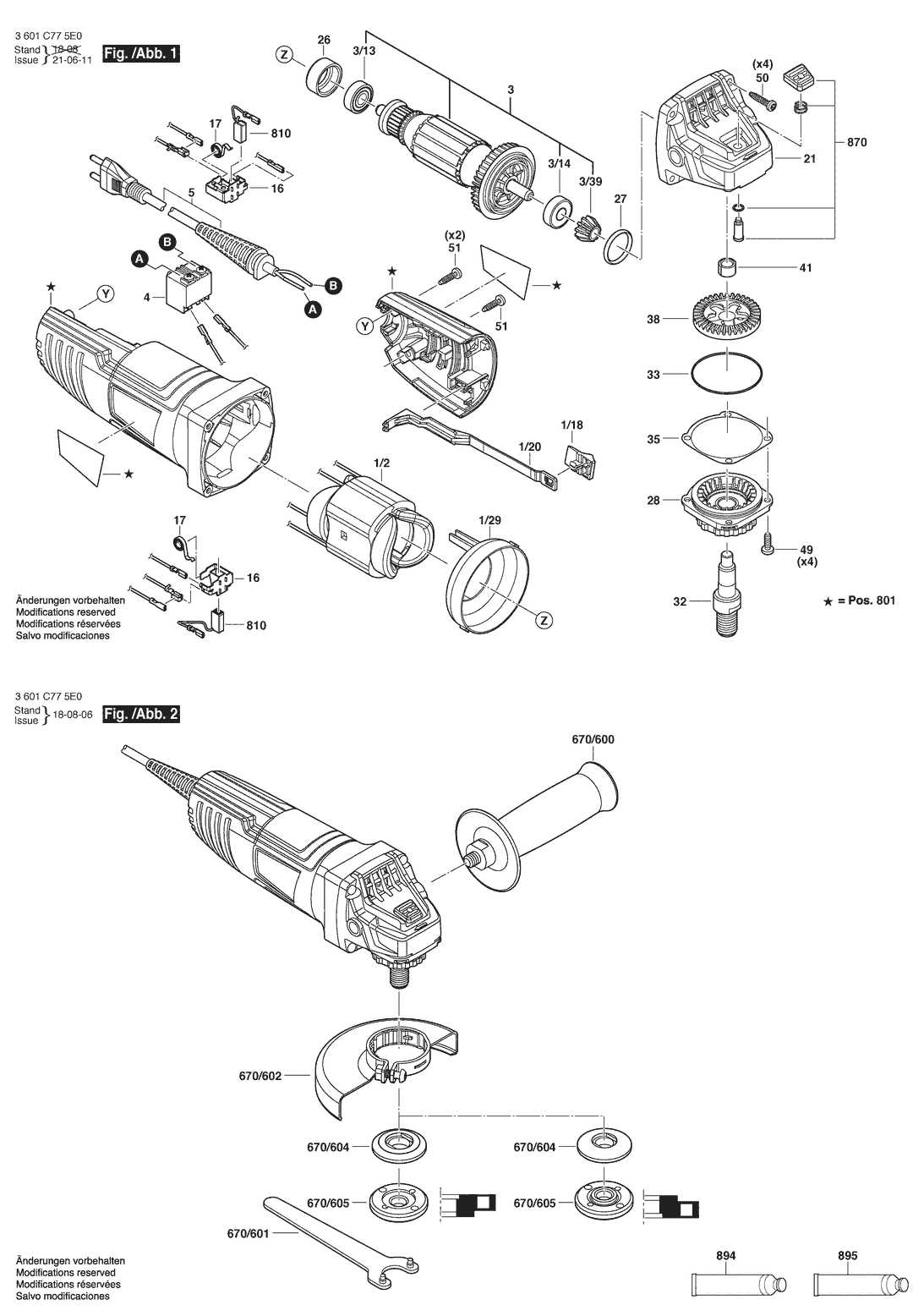 Схема на Кутова шліфувальна машина Bosch GWS 850 (3 601 C77 5D0)
