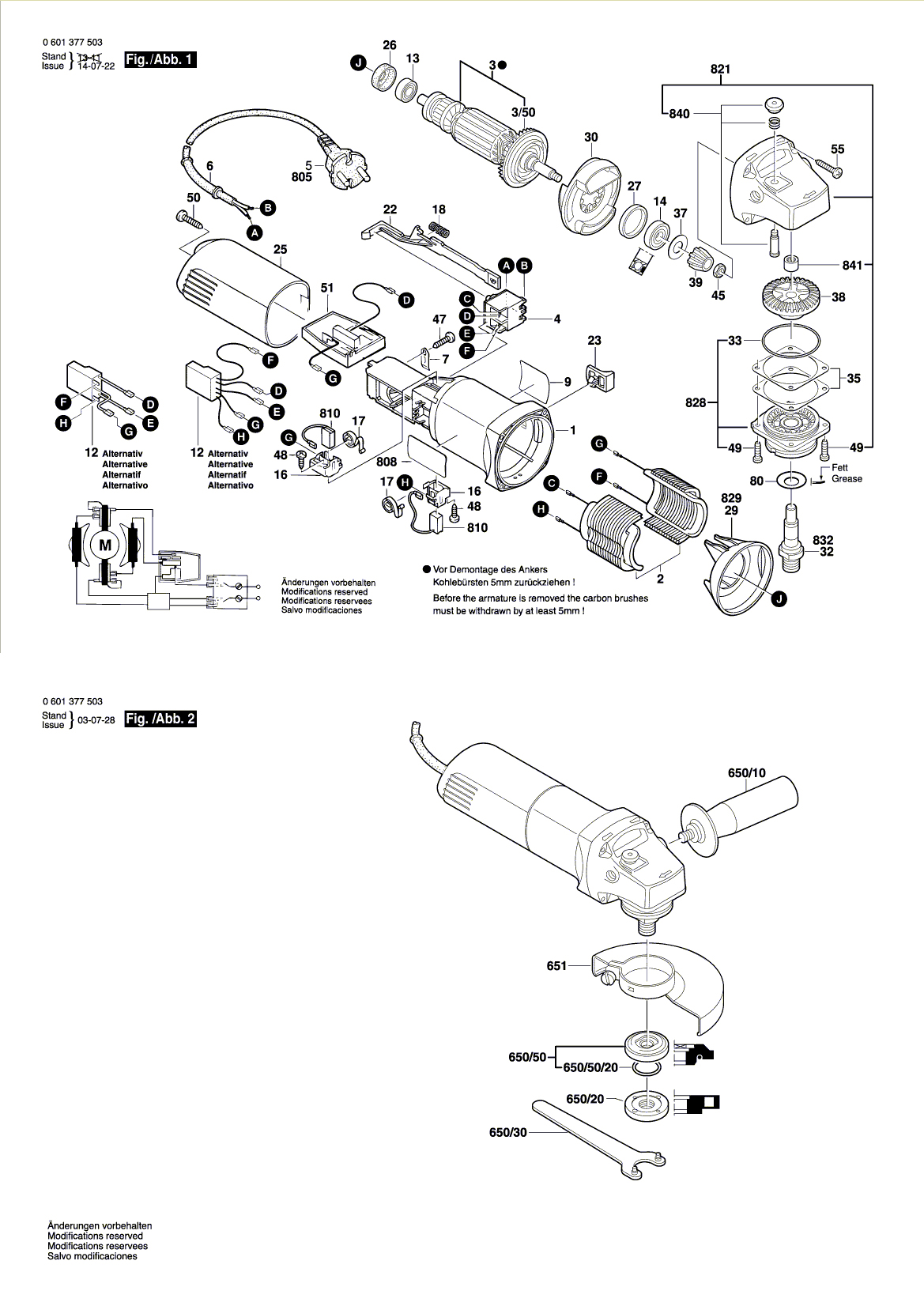 Схема на Угловая шлифмашина Bosch GWS 850 C (0 601 377 503)