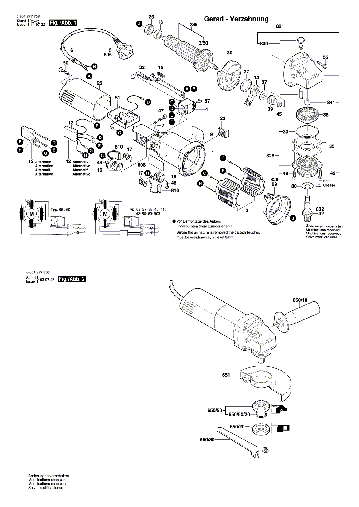 Схема на Угловая шлифмашина Bosch GWS 850 CE (0 601 378 703)
