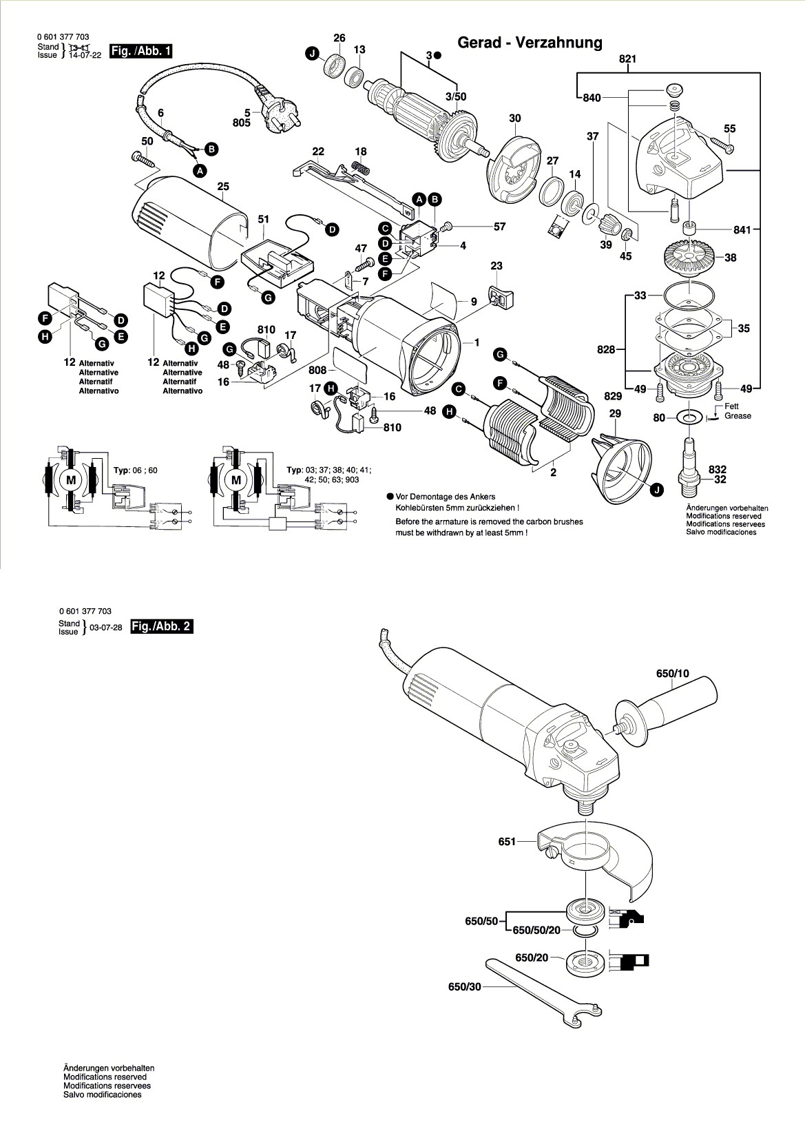 Схема на Угловая шлифмашина Bosch GWS 850 CE (0 601 378 703)