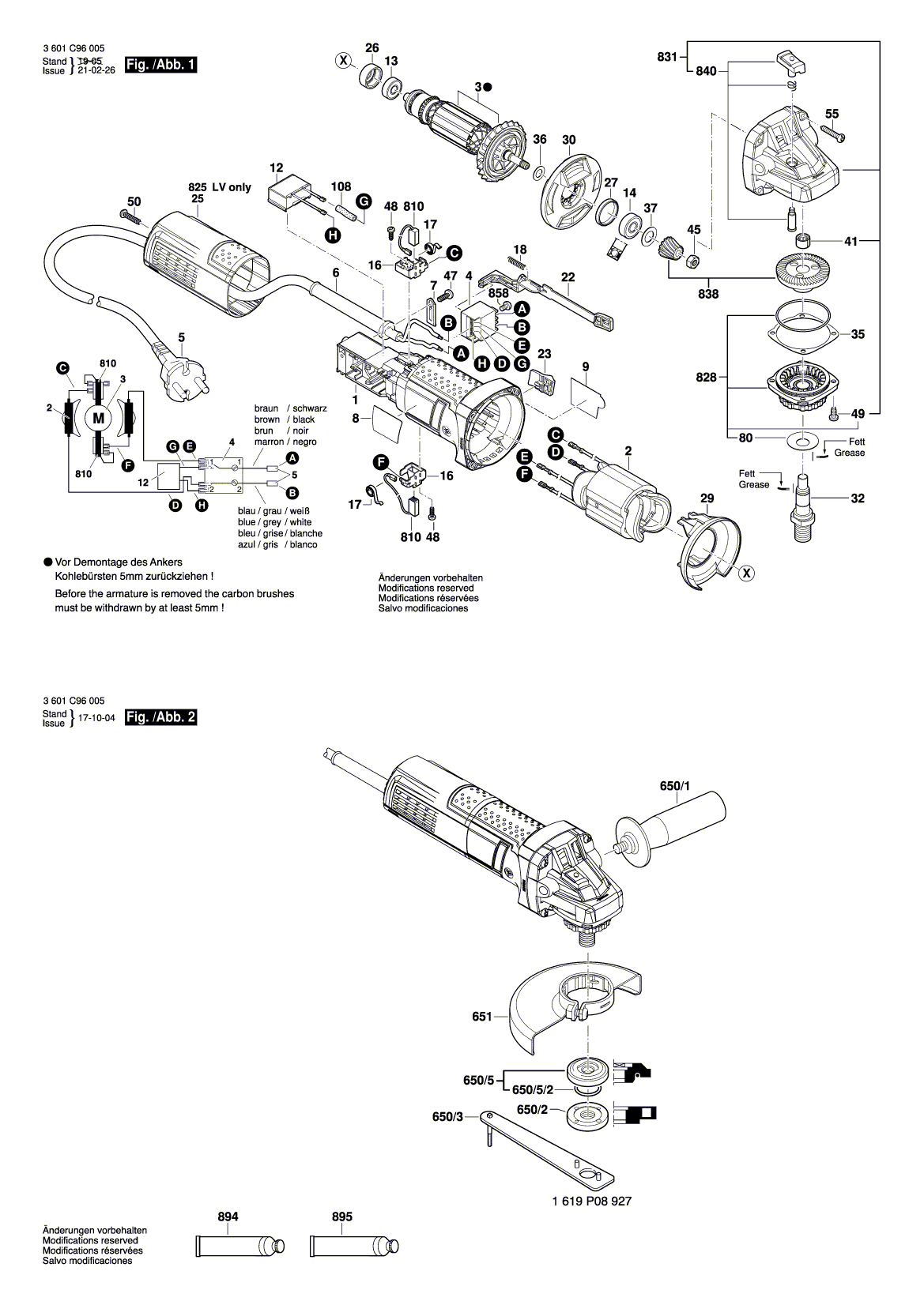 Схема на Кутова шліфмашина Bosch GWS 880 (3 601 C96 005)